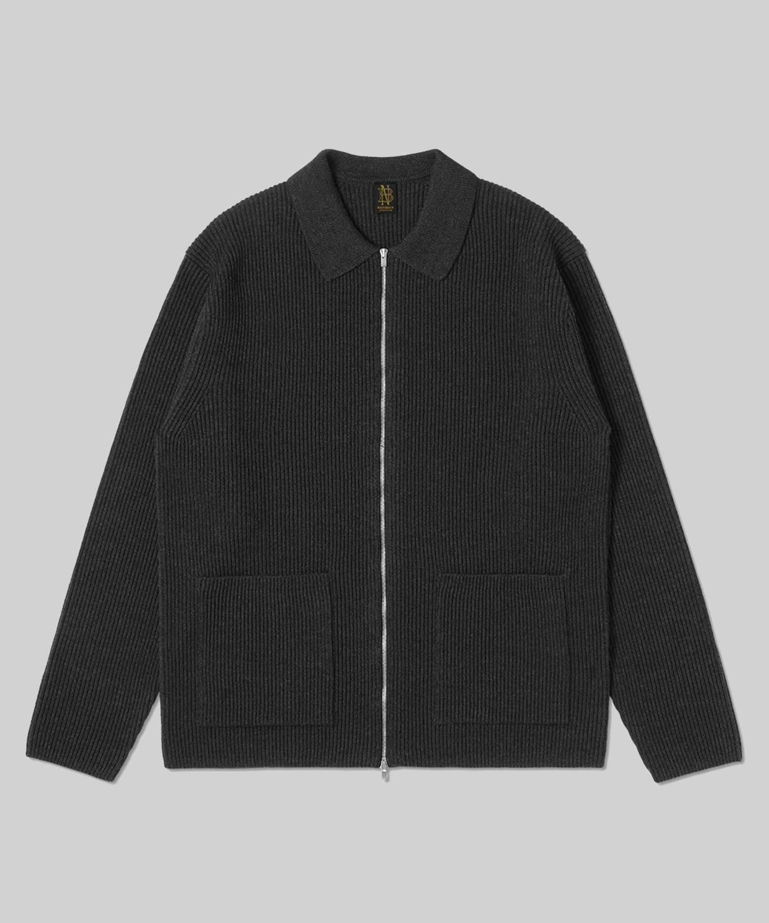 SOLID WOOL RIB POLO ZIP UP BLOUSON