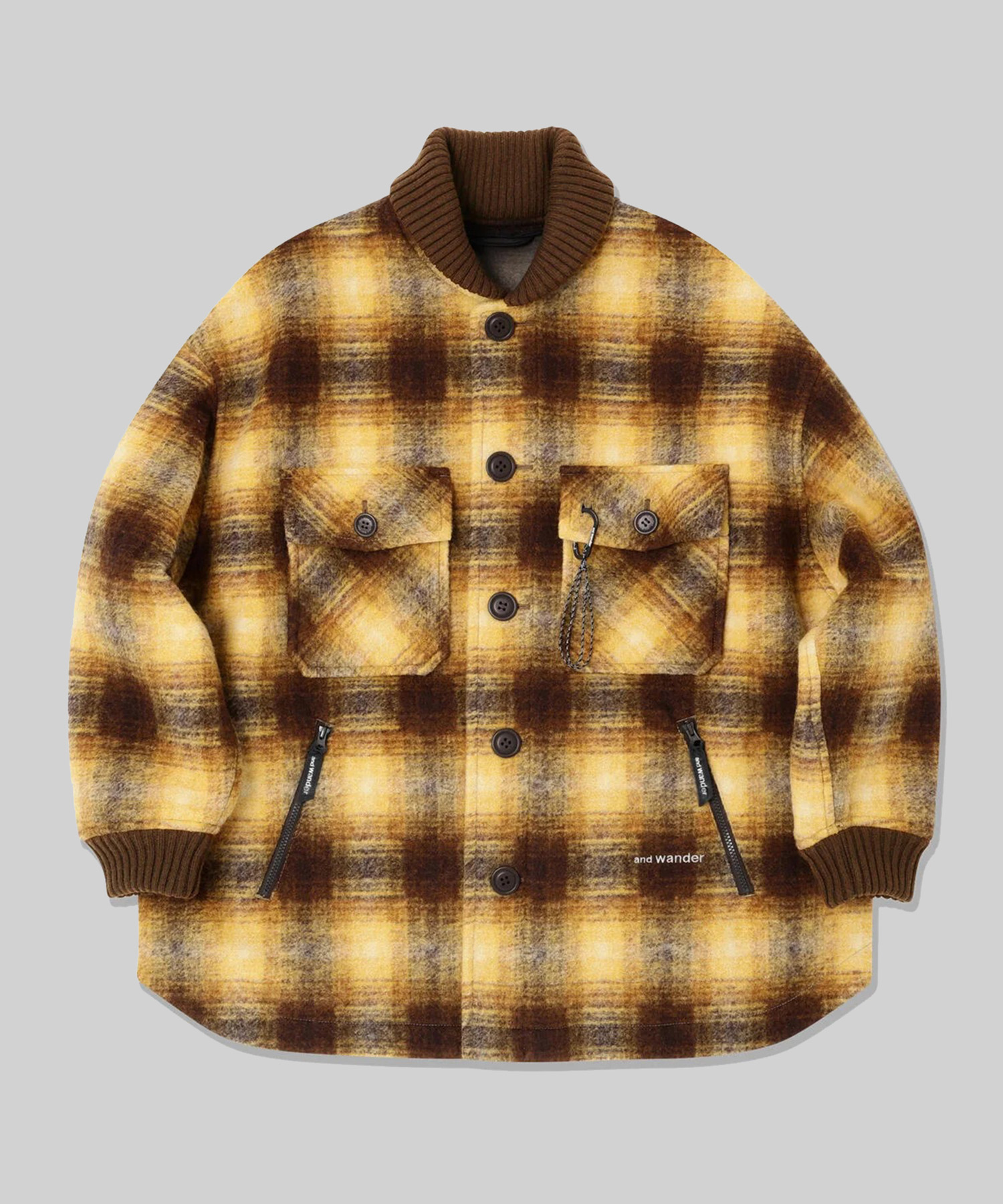 wool shaggy check jacket long