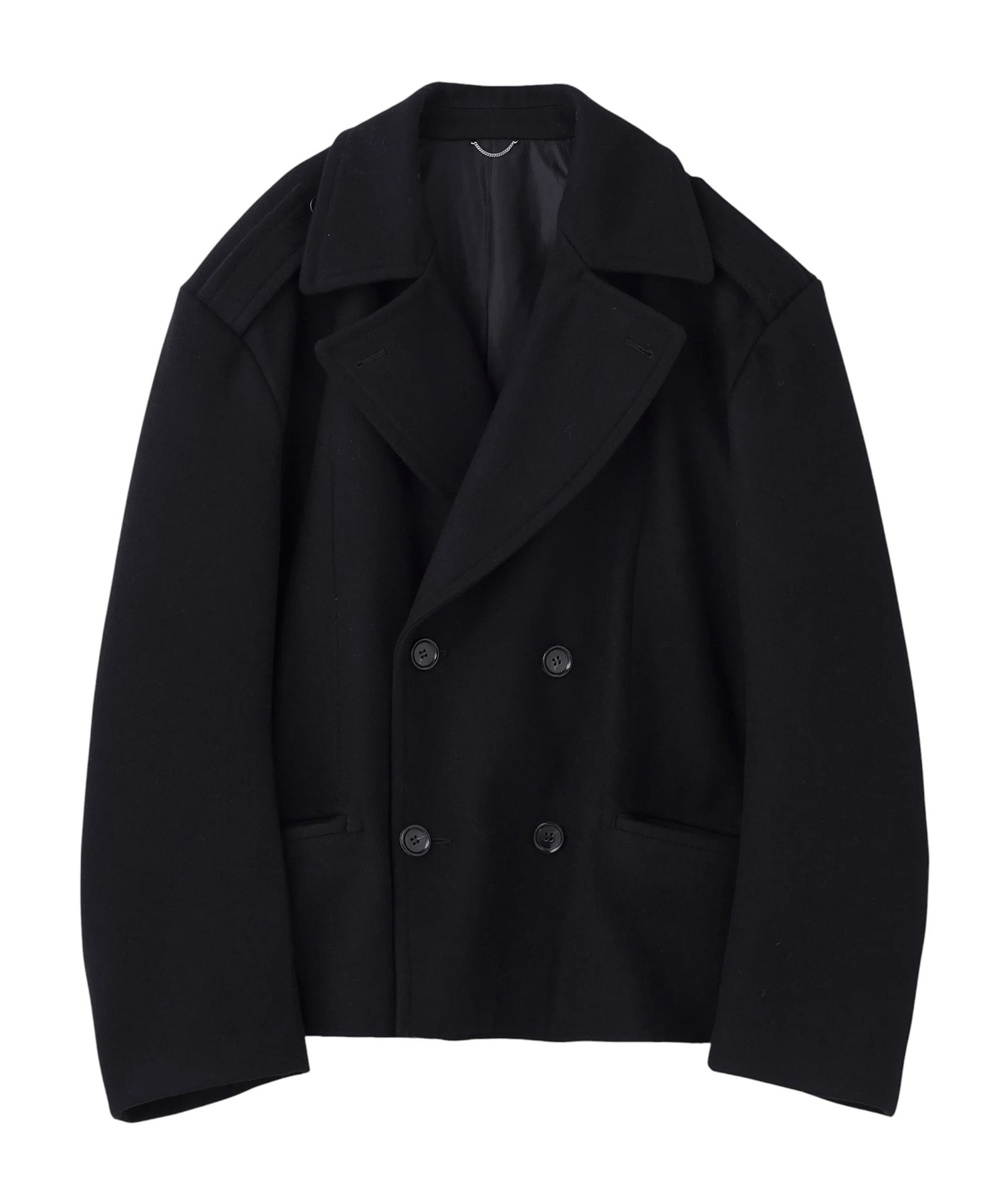 HEAVY MELTON MASSIVE ROUNDED SLEEVE PEA JACKET