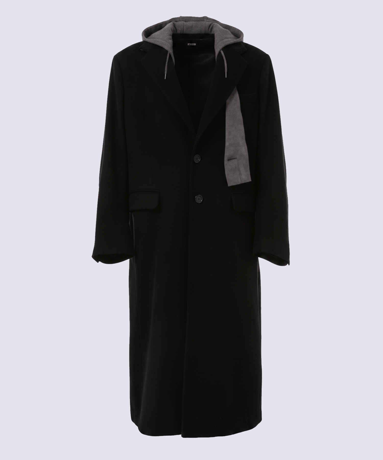 Suede hooded wool coat