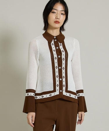 Knitted Shirt with Diamond Pattern