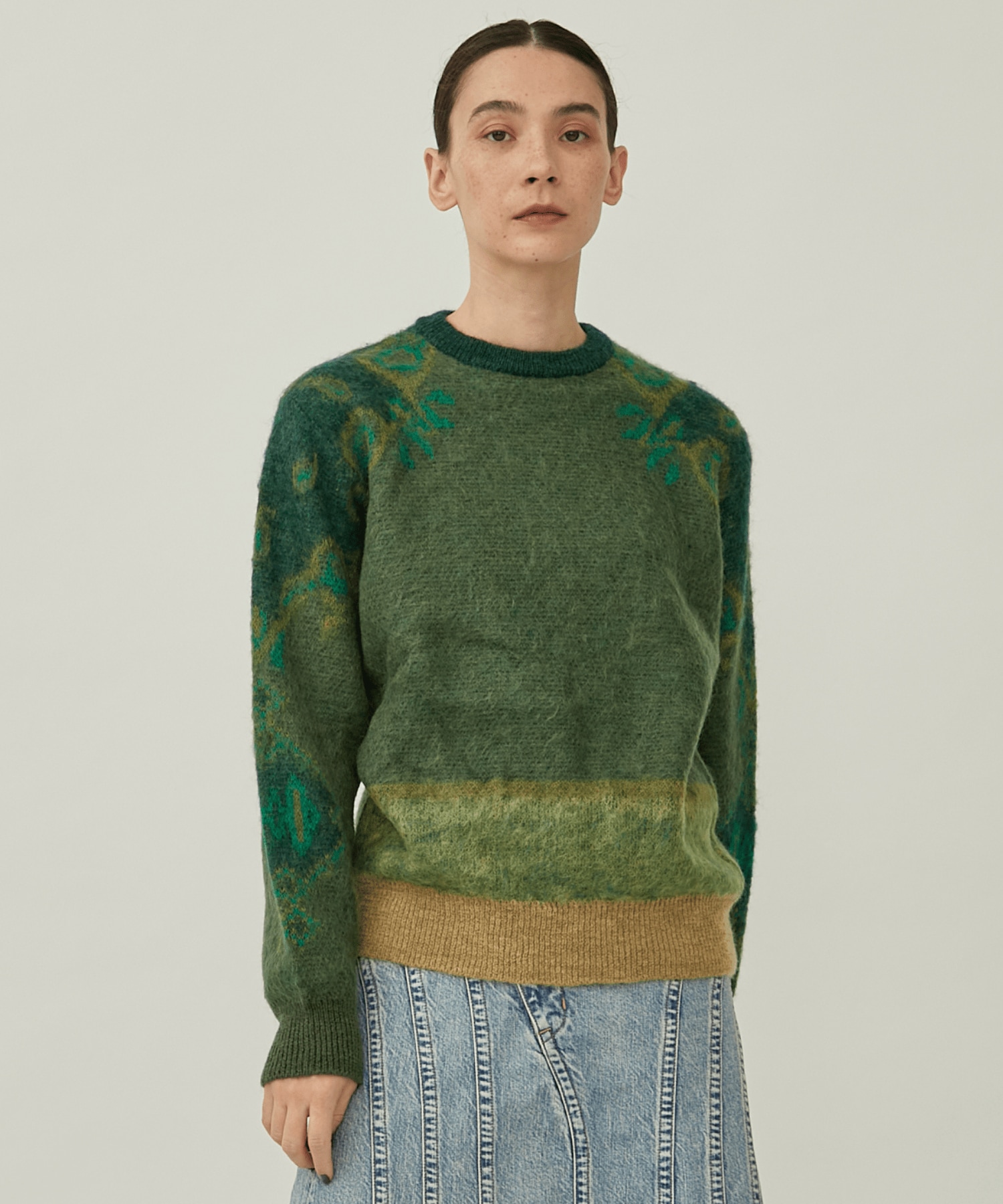 Mohair jacquard knit pullover