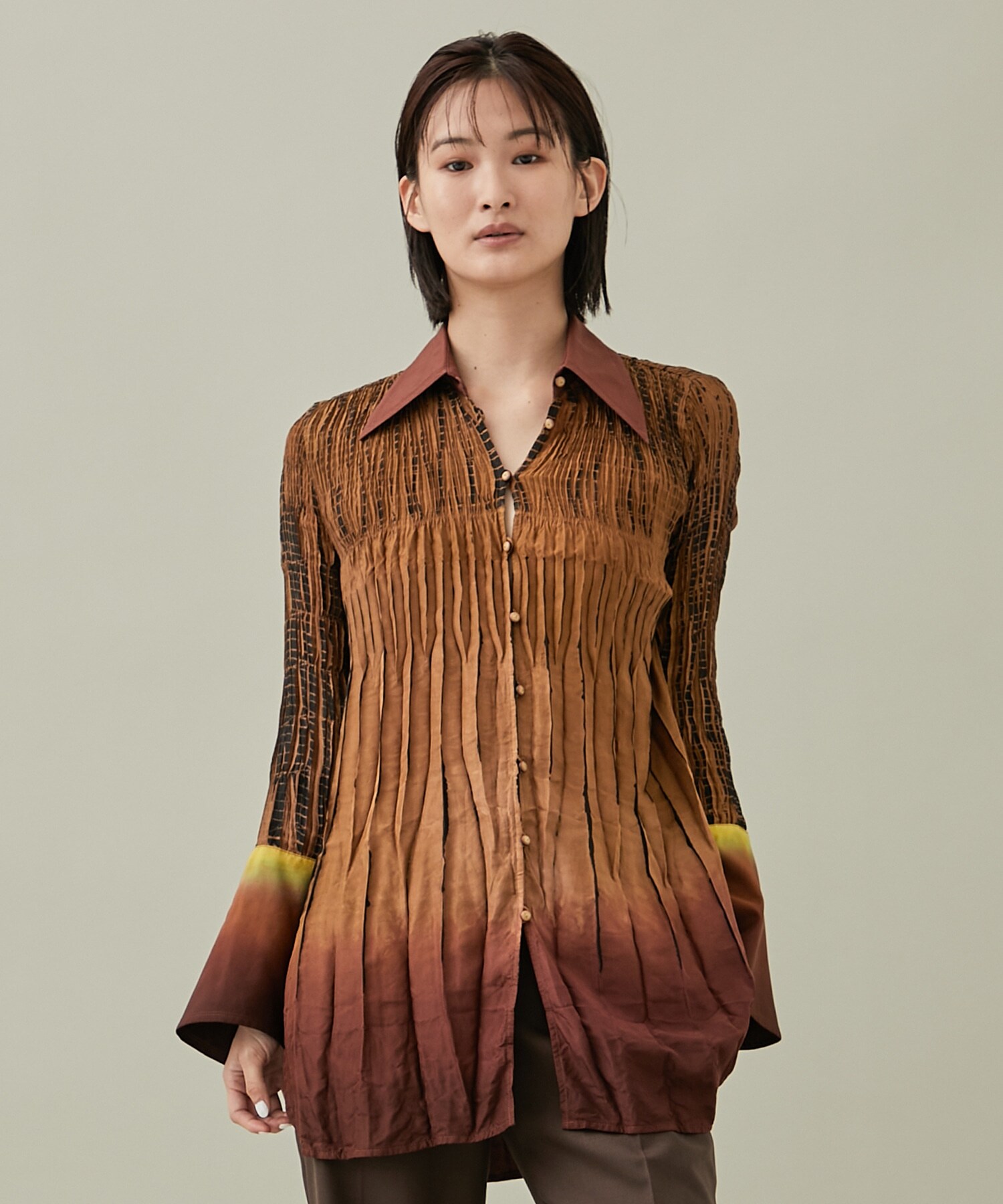 Arimatsu Shibori Ombre Dyed Silk Shirt