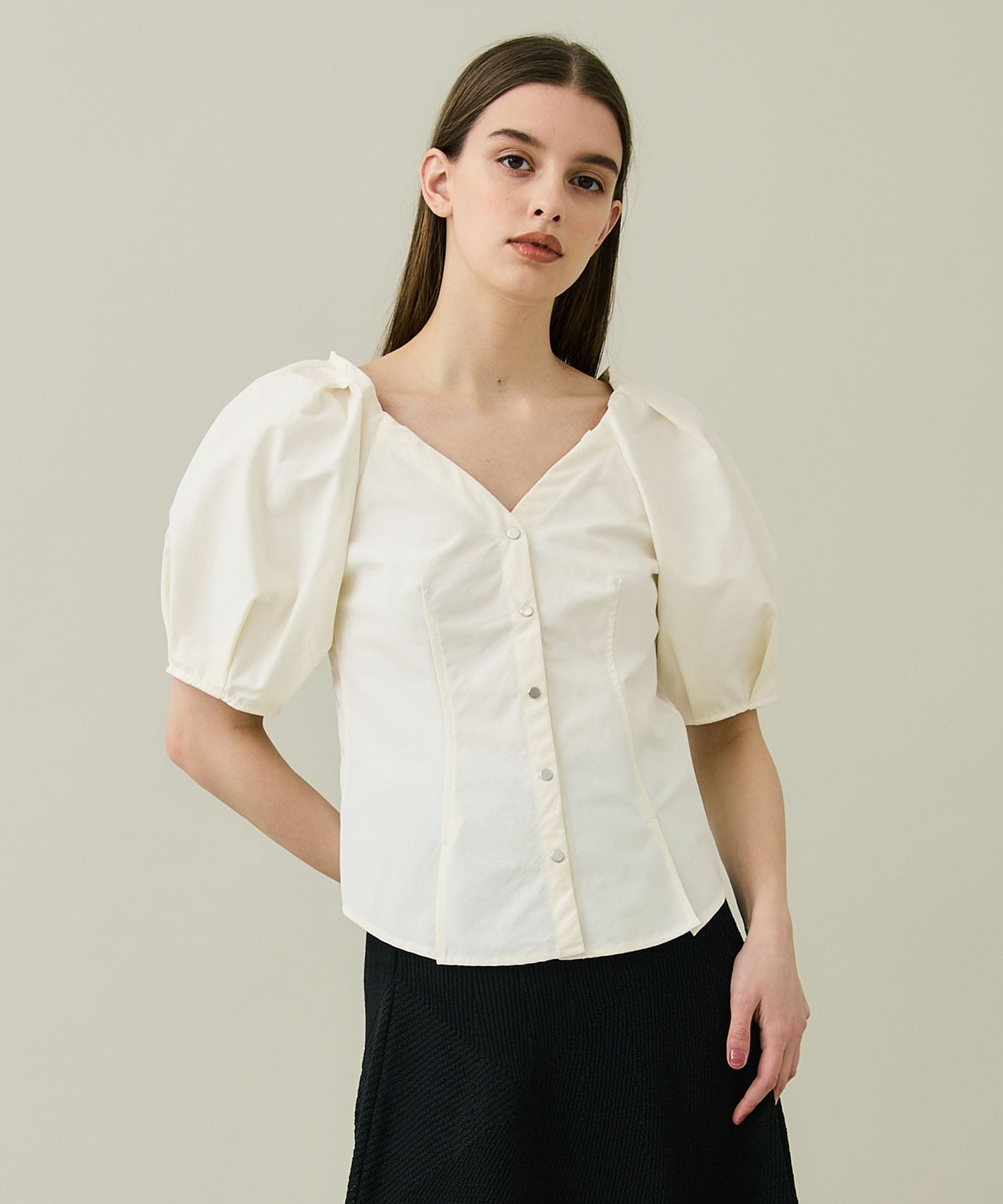 Two Fabric Combinated Blouse