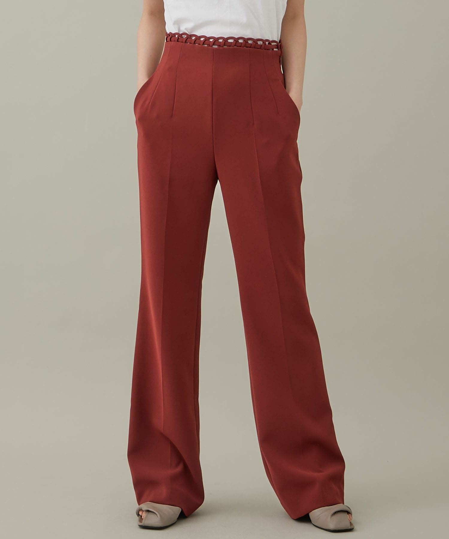 Stretched Triacetate Basket Patteren Trousers