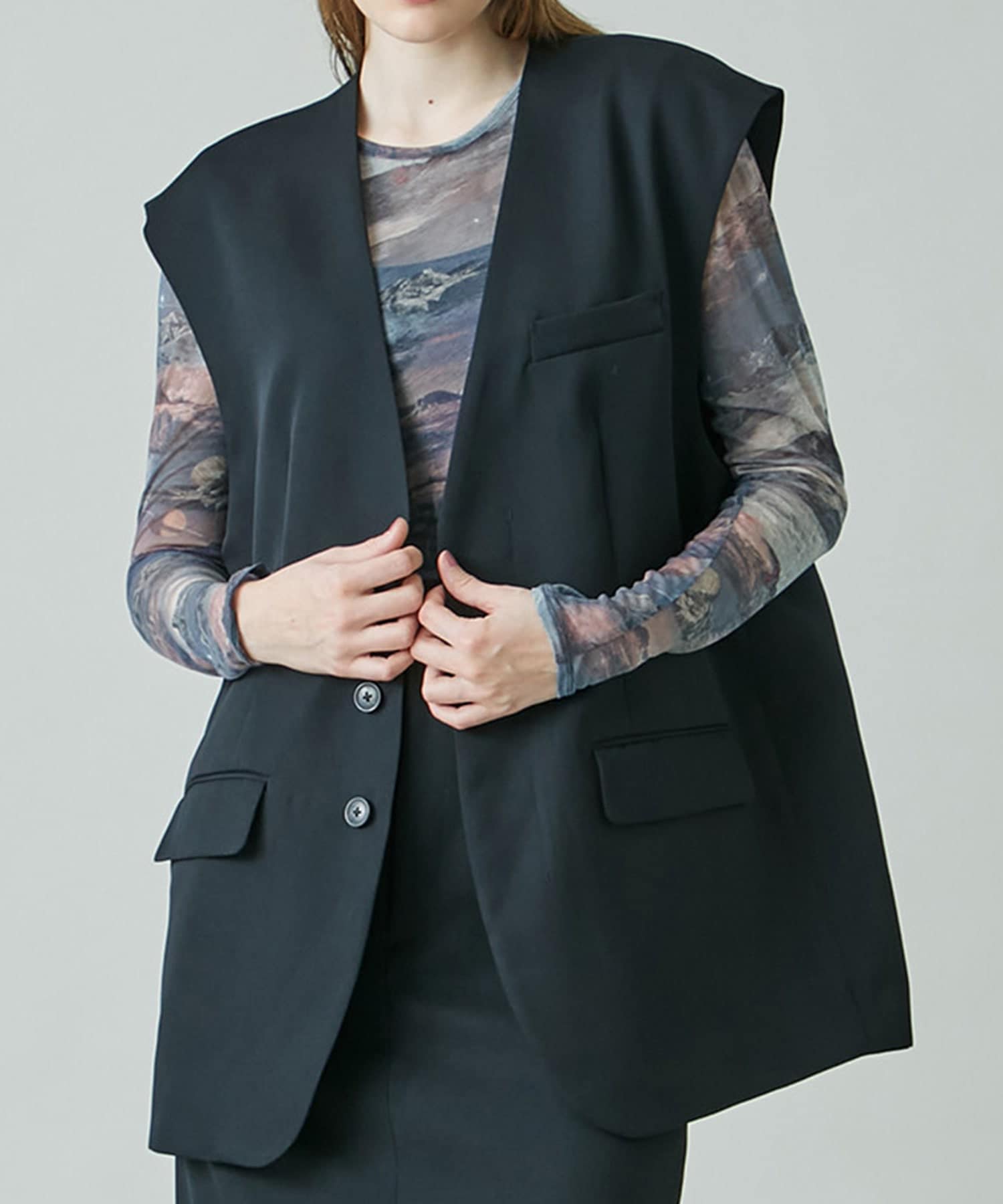 Paper wool sleeveless jacket
