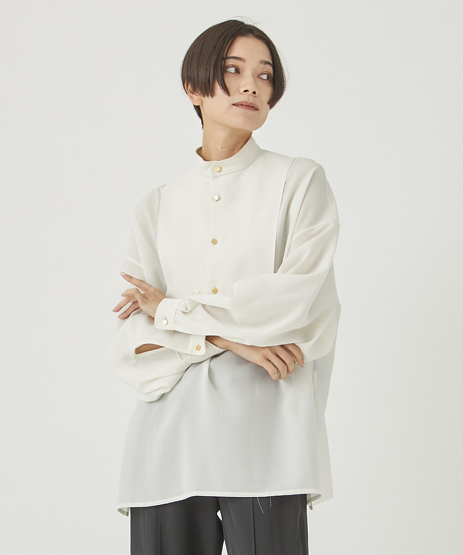 RERACS RIB FRONT PUFFSLEEVE PULLOVER