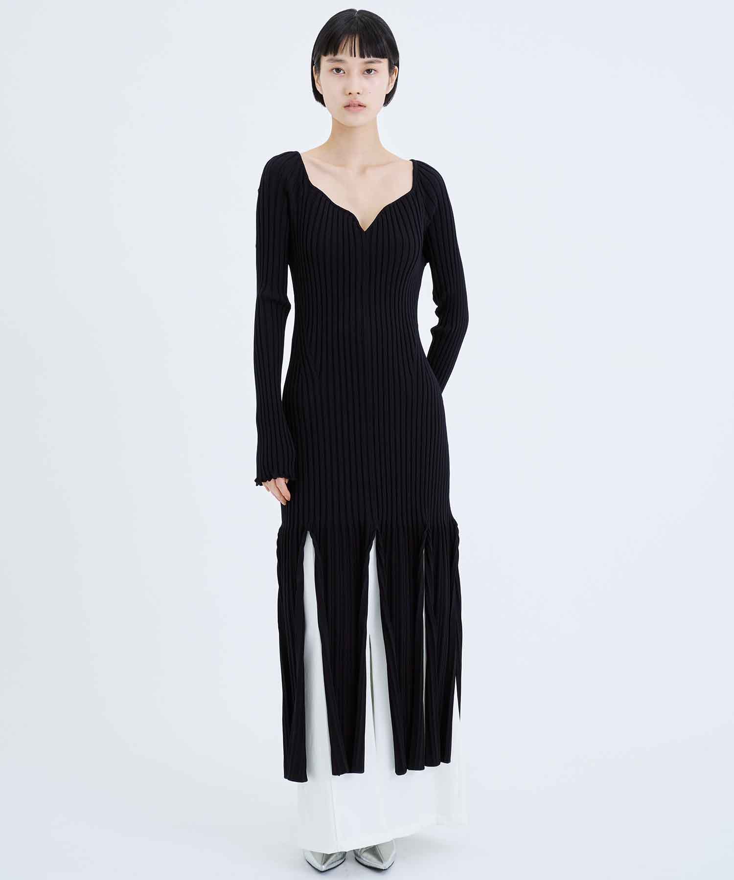 RIB KNIT SLIT DRESS