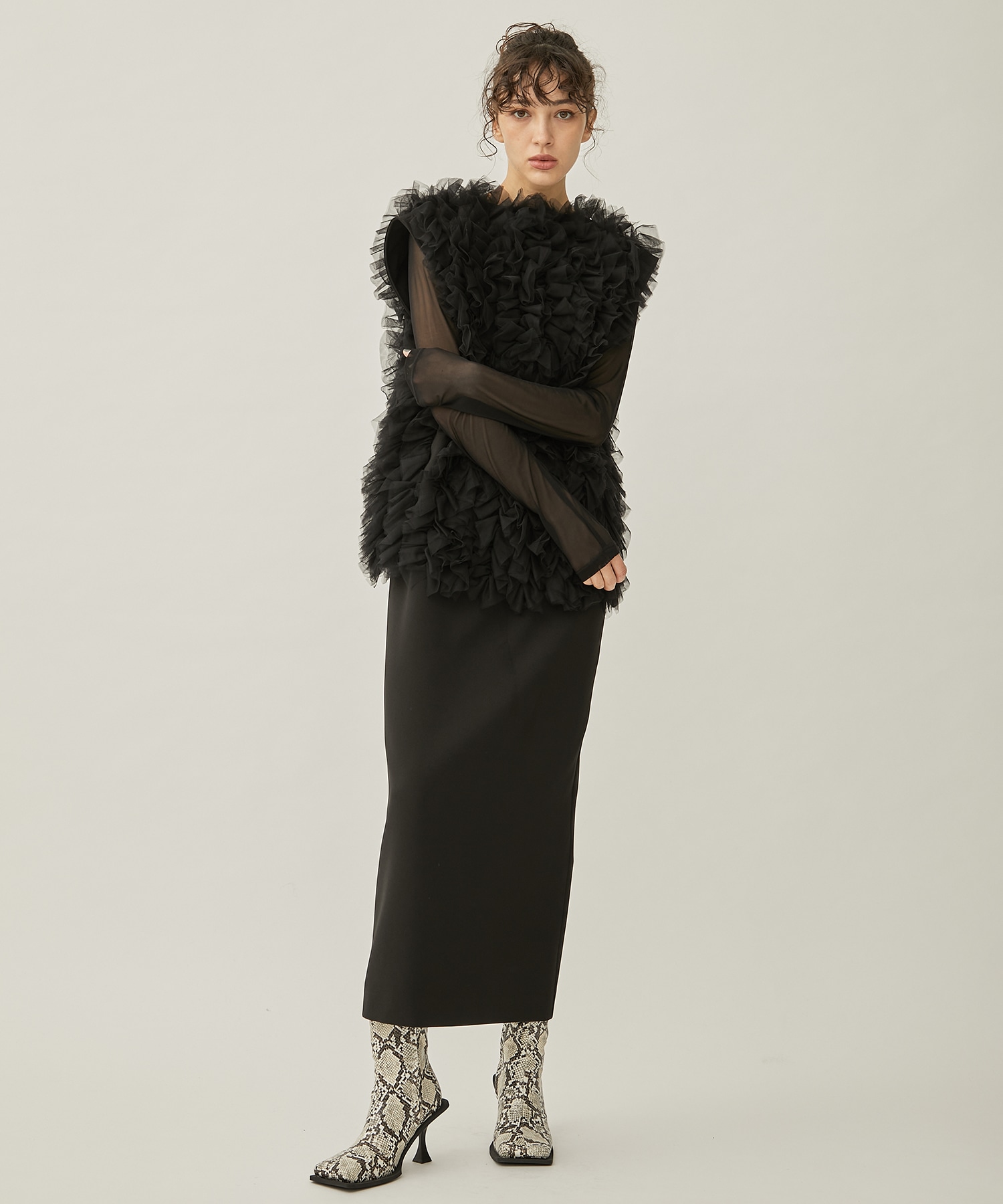 I LINE TULLE VEST SET DRESS