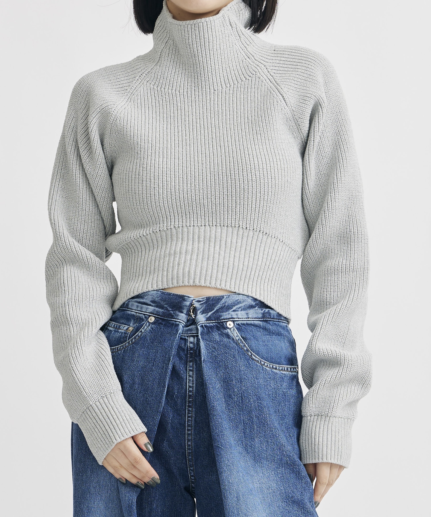 Cropped Chanky Knit Top