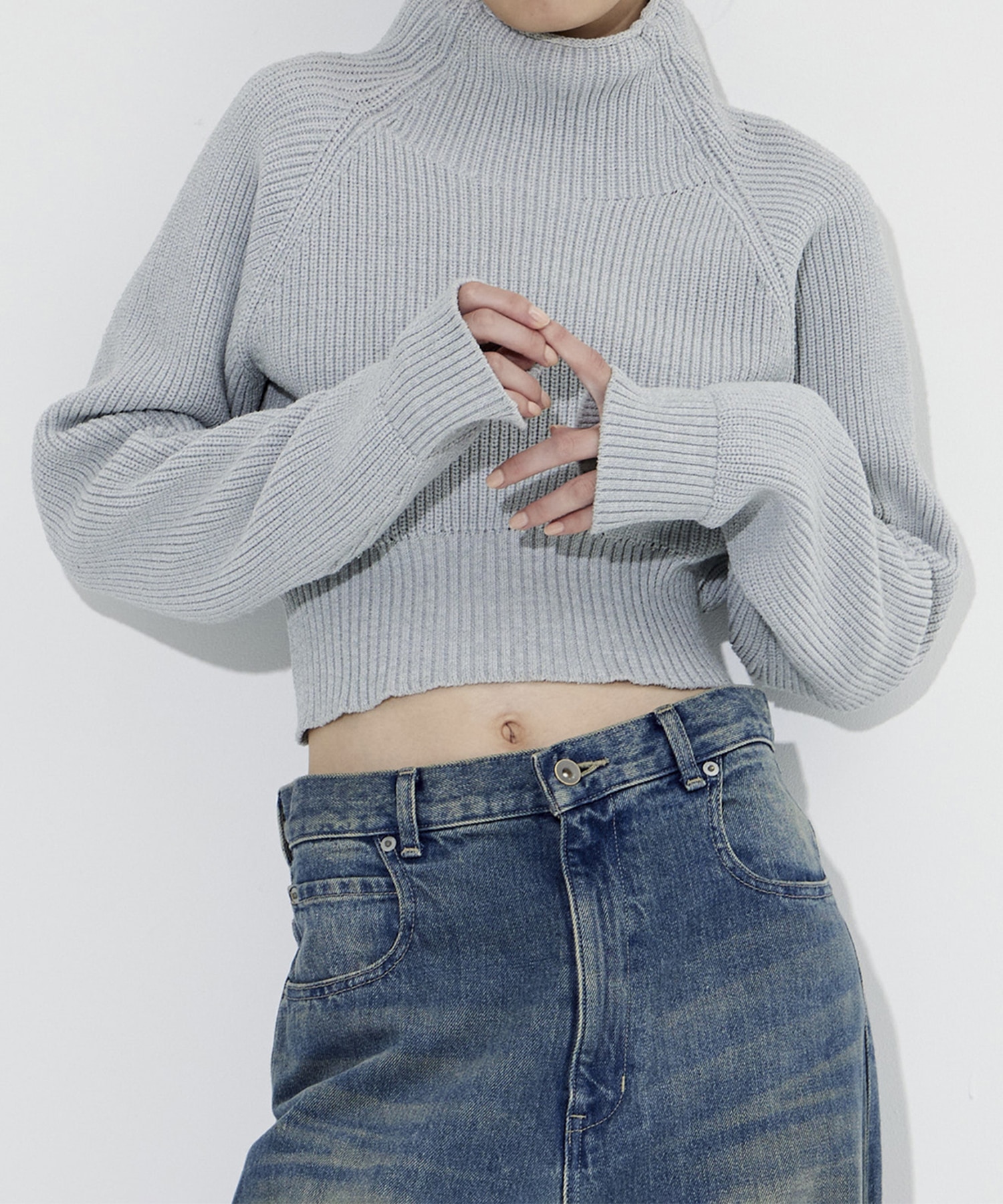 Cropped Chanky Knit Top