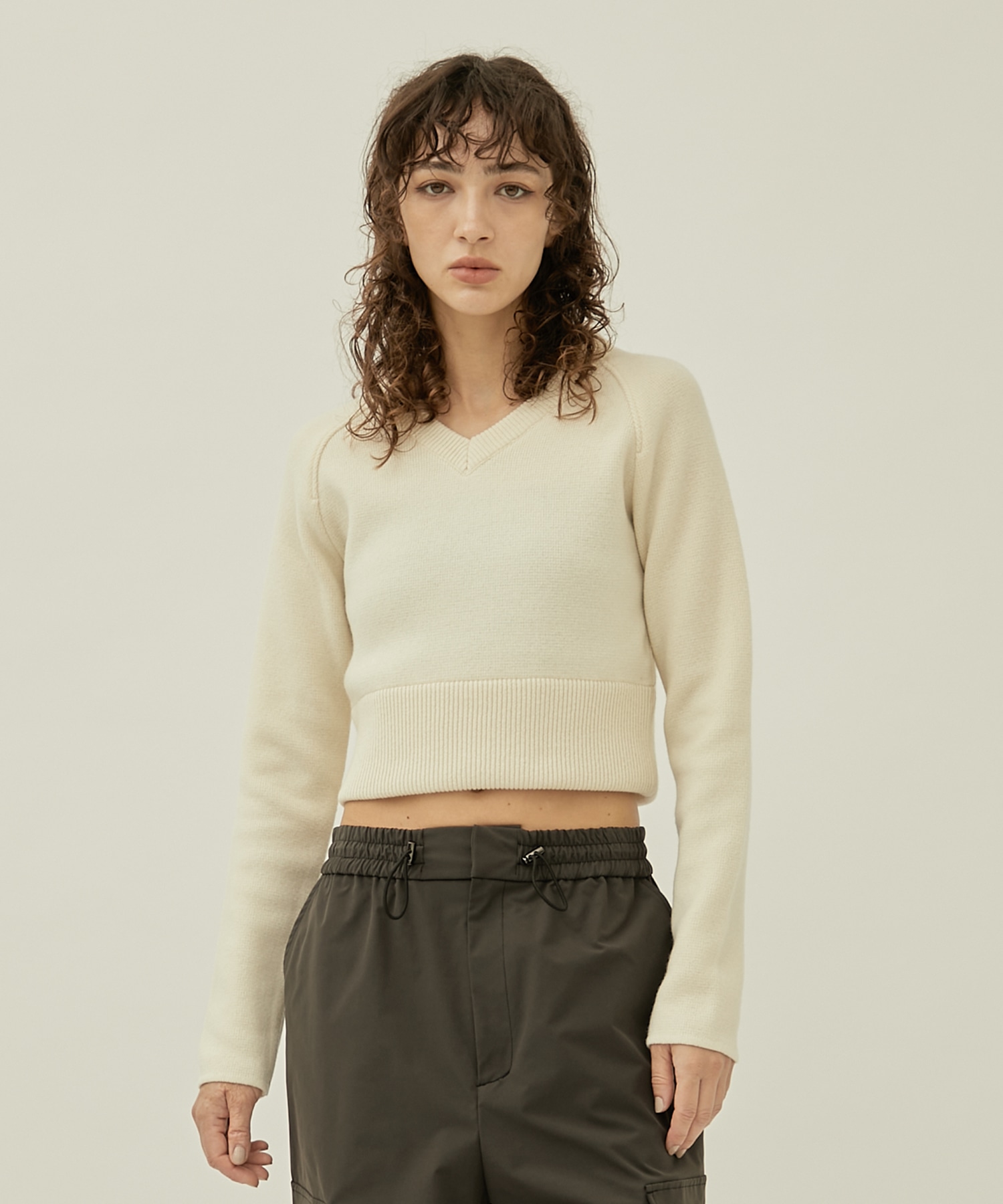 RERACS RAGLAN V NECK SHORT PULLOVER KNIT(FREE ECRU): THE RERACS