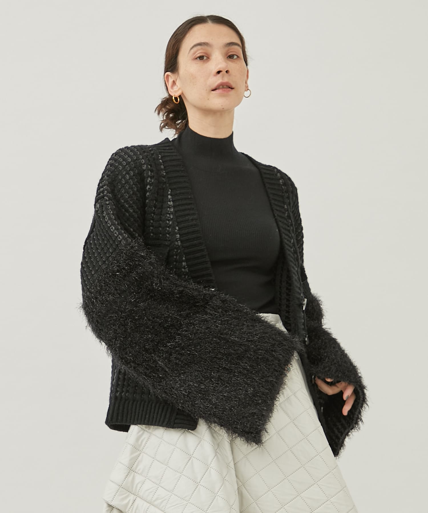 Fur yarn Knit Cardigan