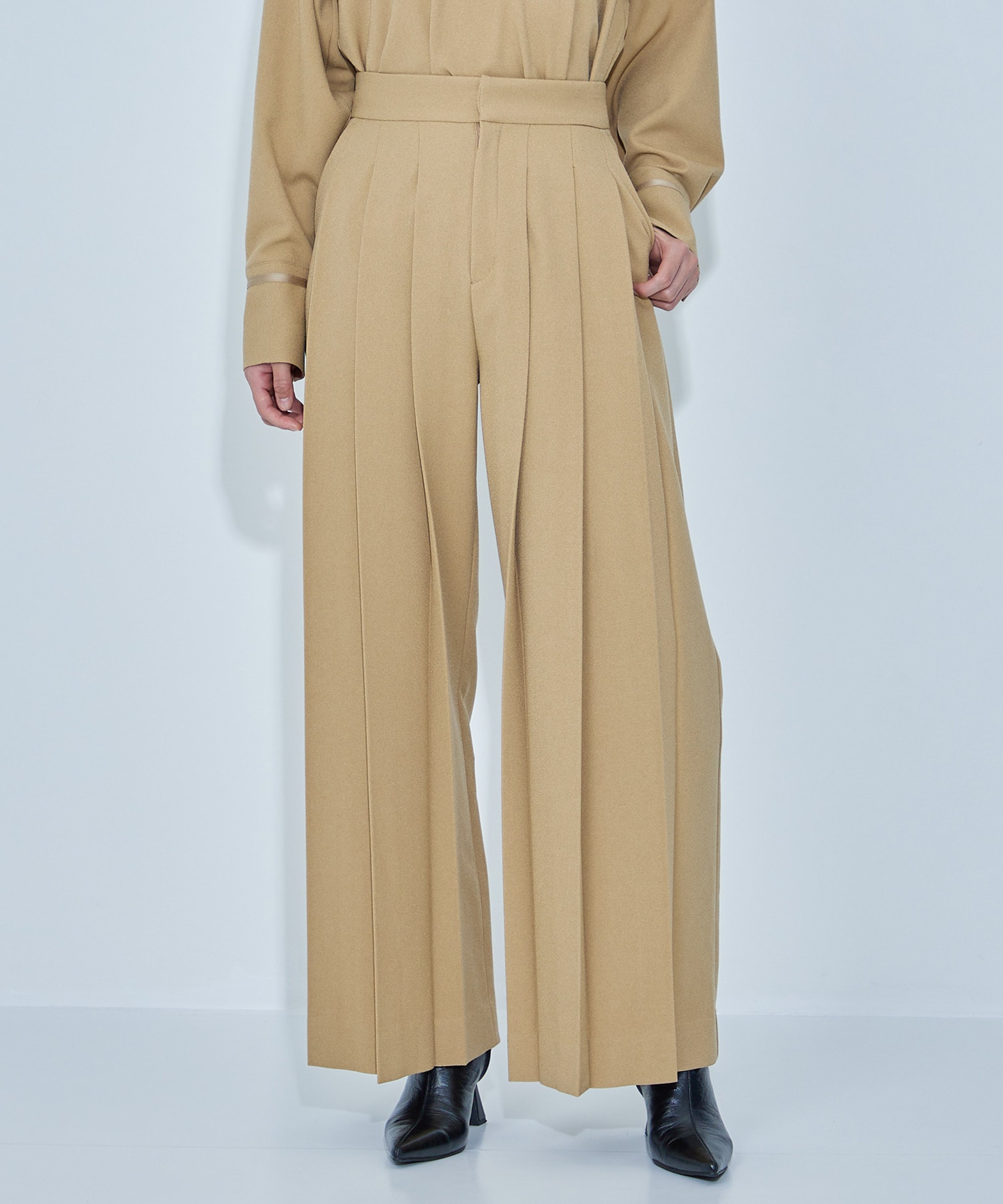Front Pleats Georgette Pants