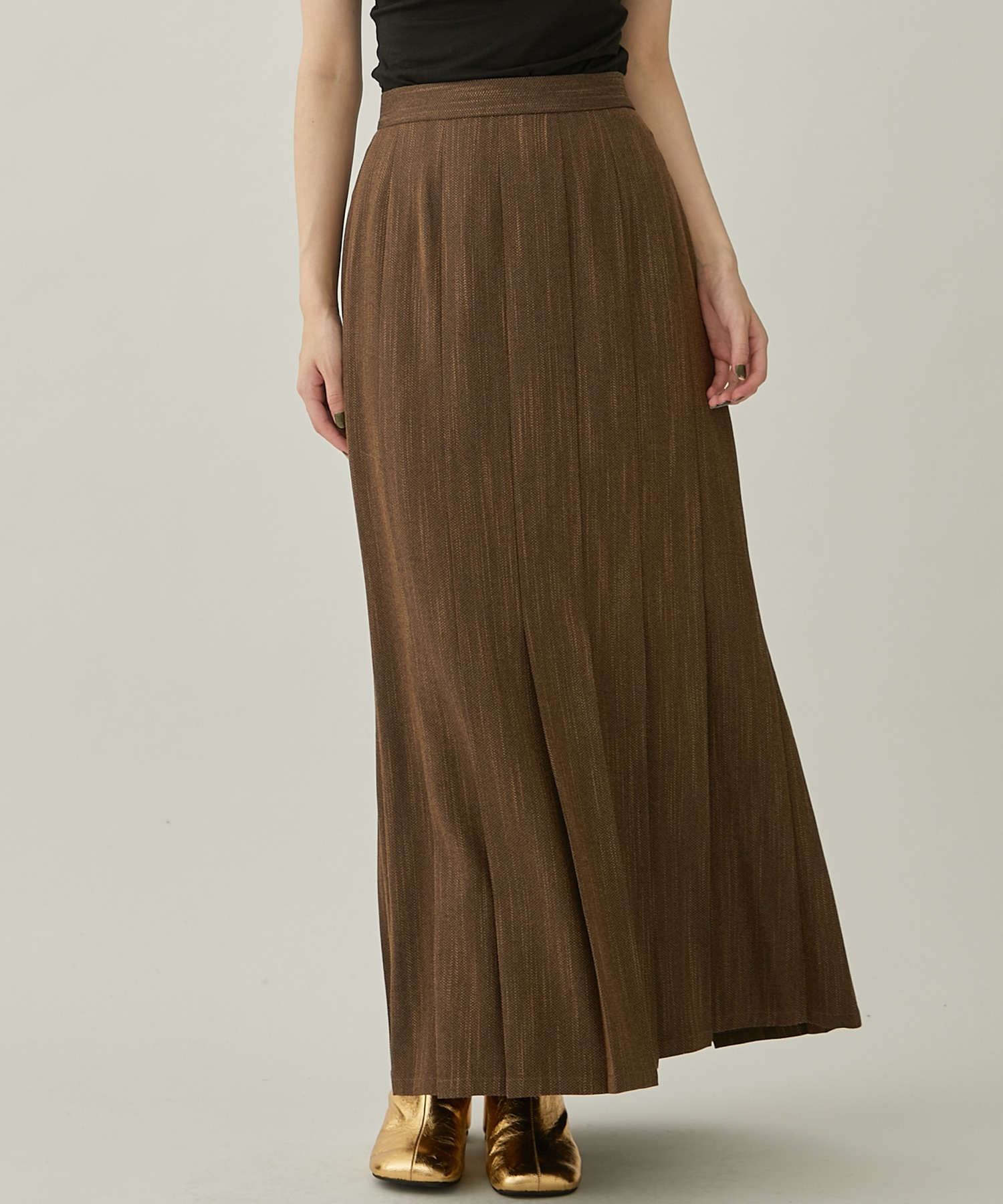 HERRINGBONE HEM PLEATS SKIRT