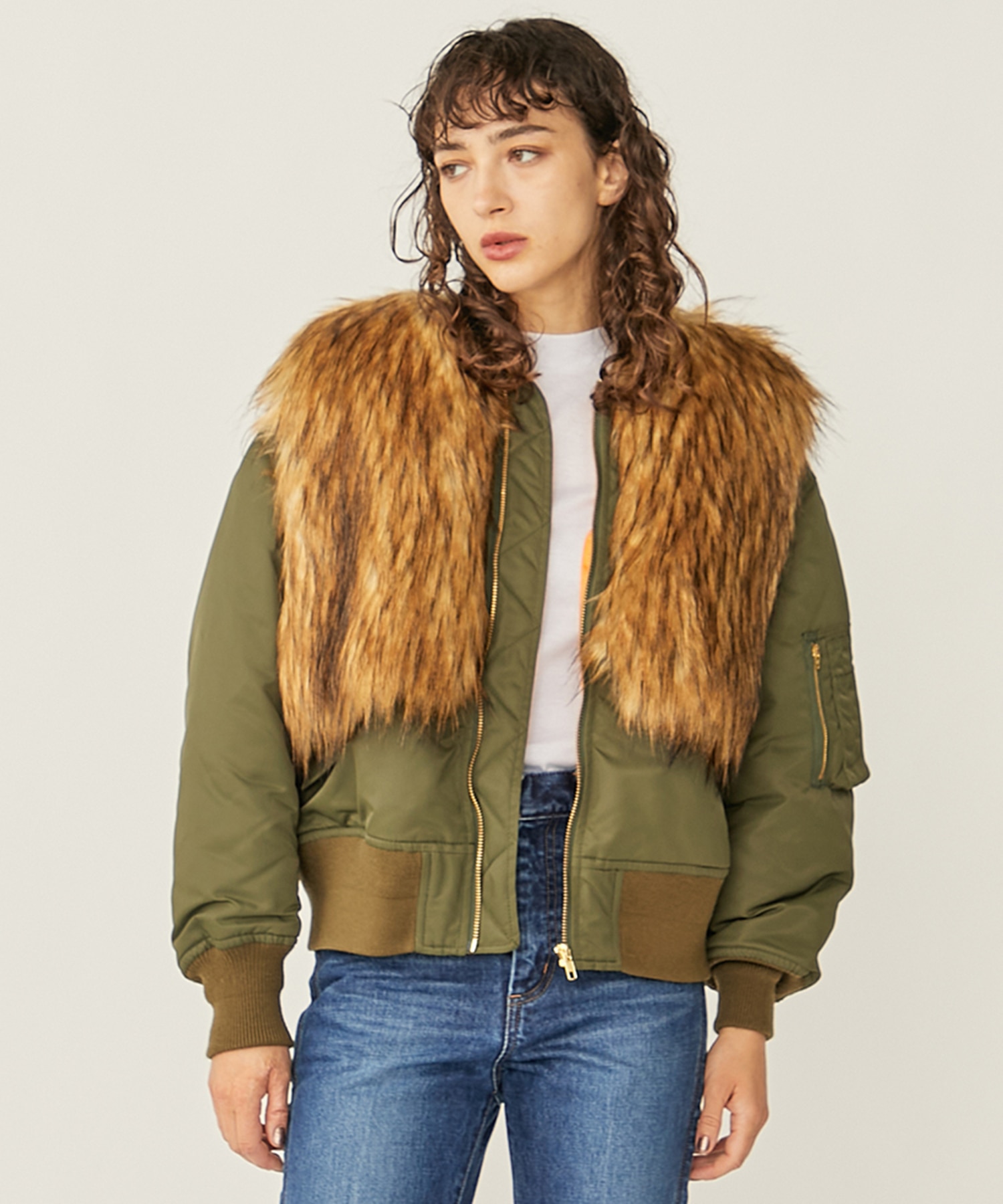 Fur zip blouson