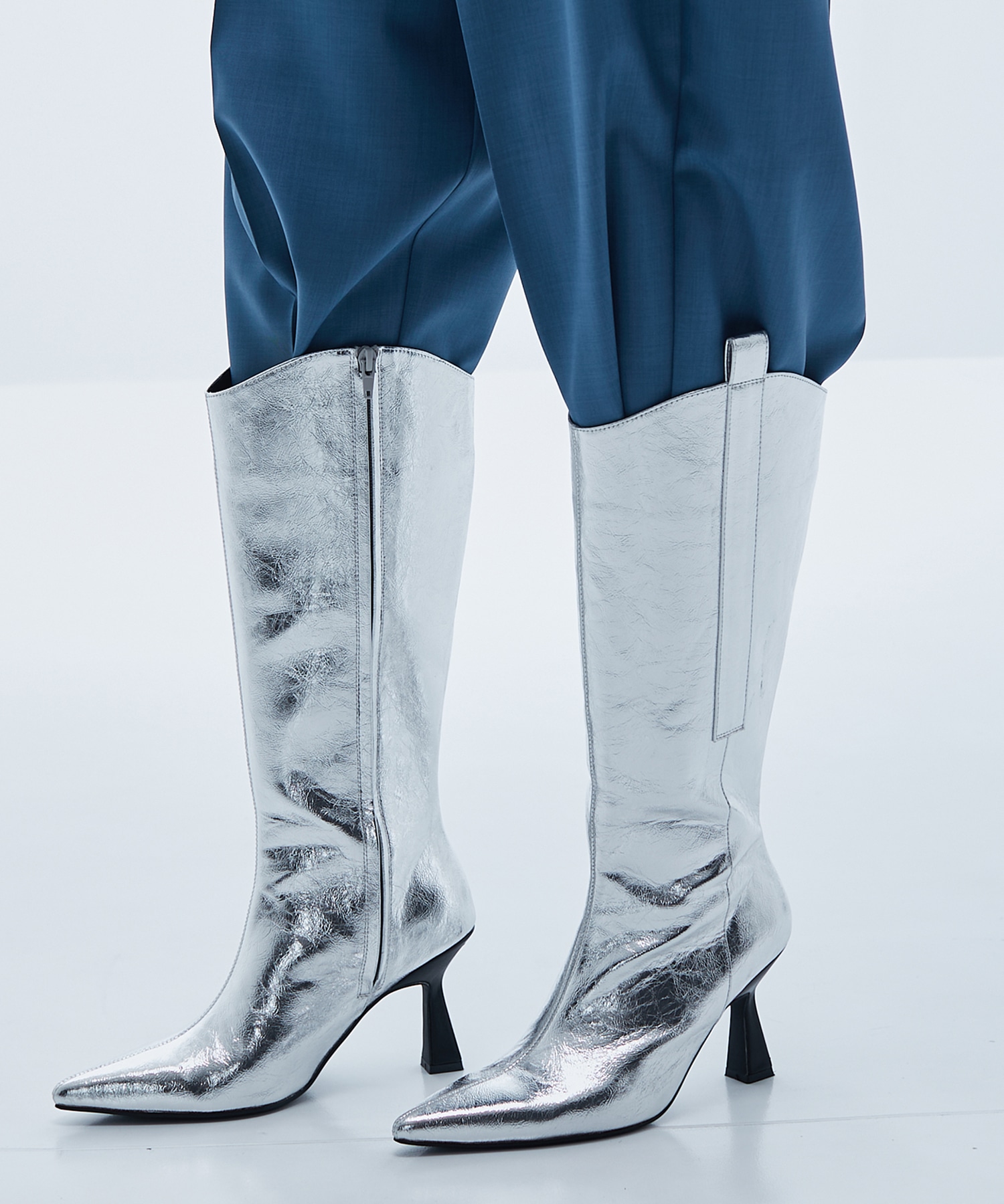 Pointed Toe Long Boots(1 SILVER): STUDIOUS: WOMENS｜ STUDIOUS