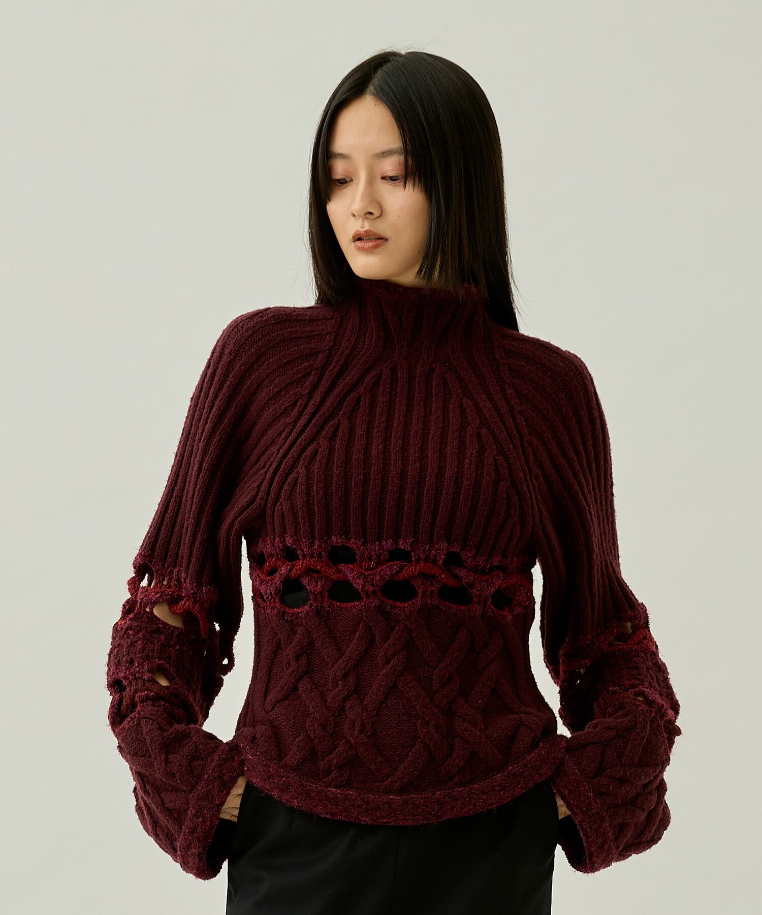 Basket Pattern Combination Knitted Pullover