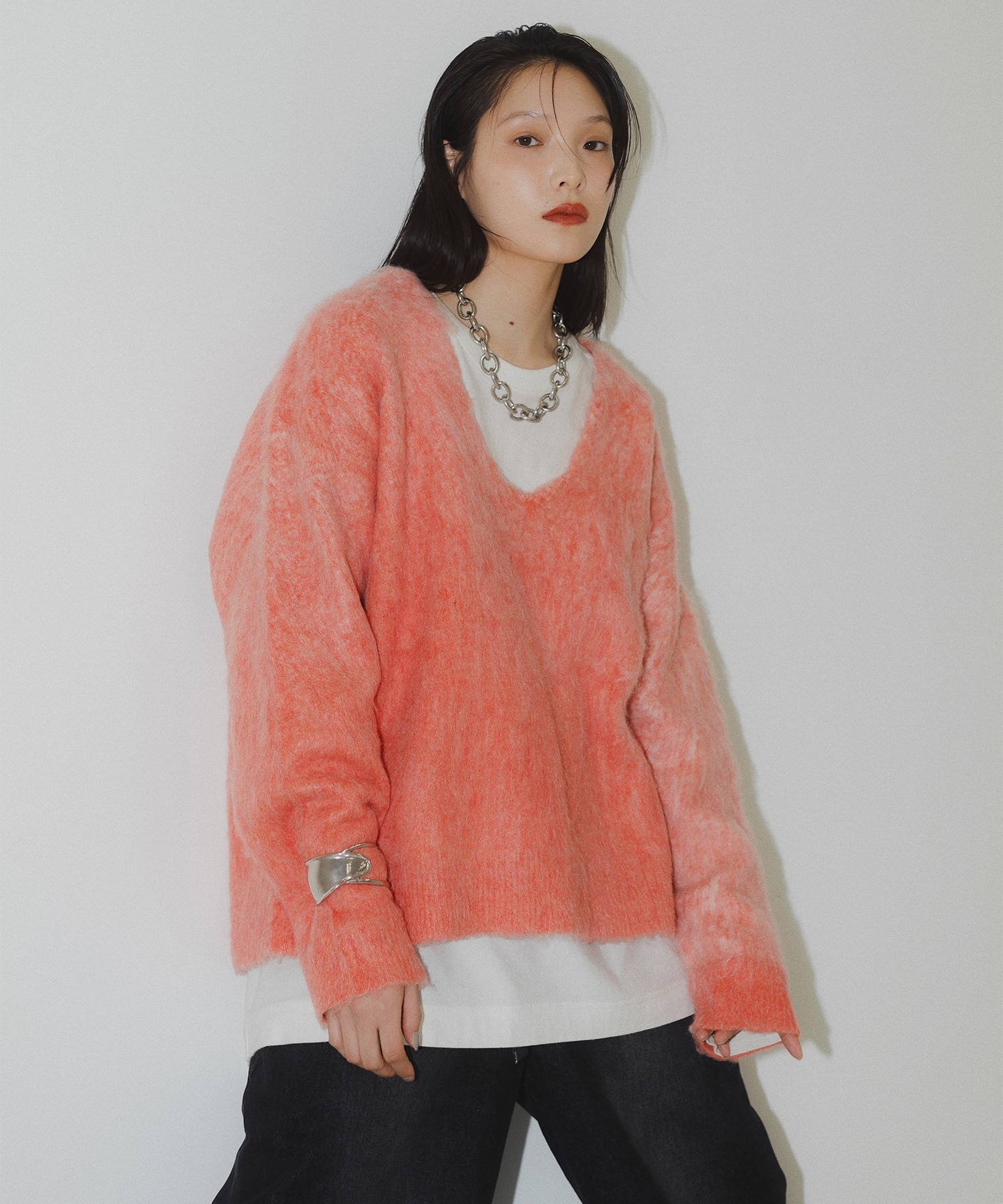 EX.Uneck knit pullover