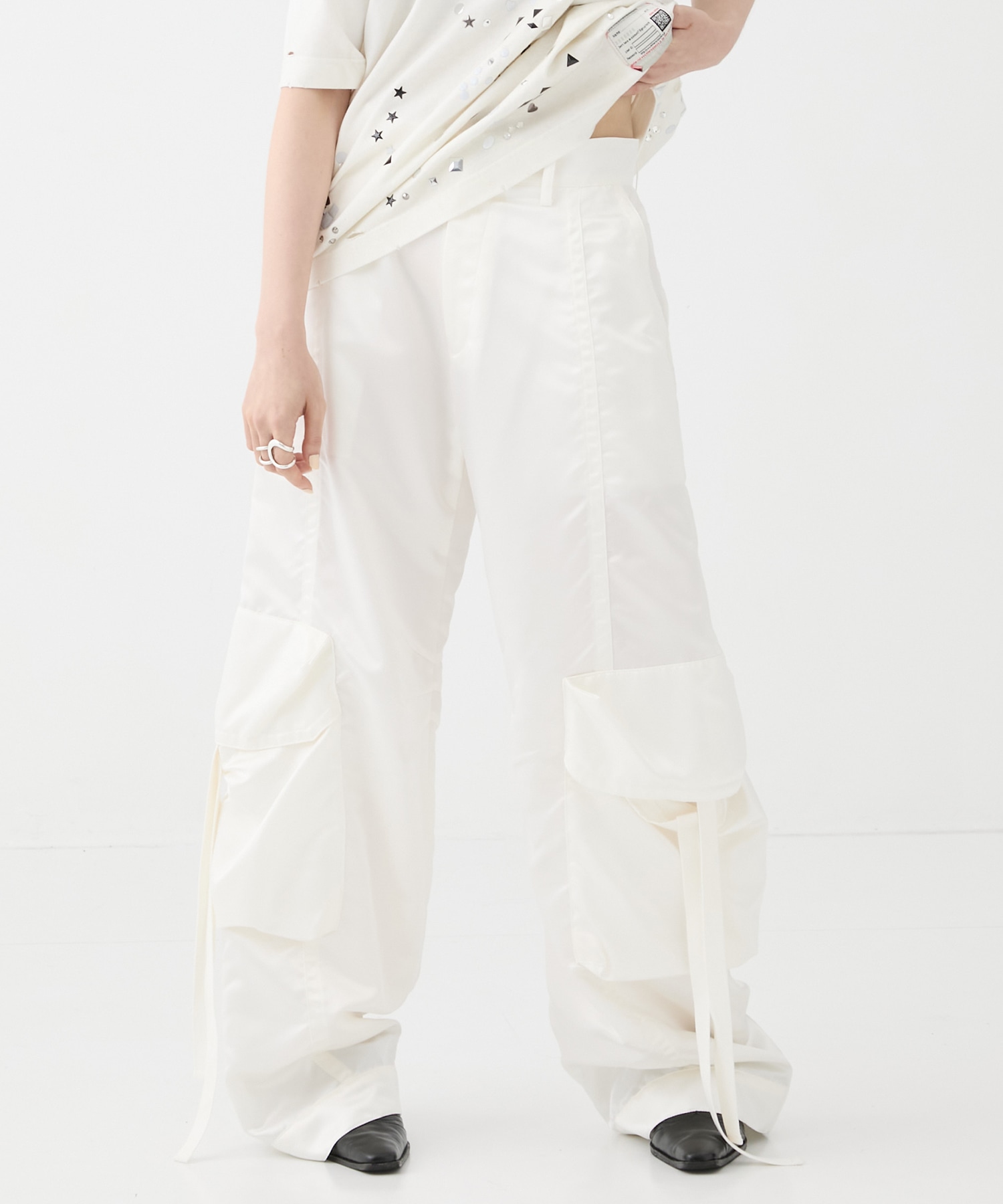 Satin Cargo Pants