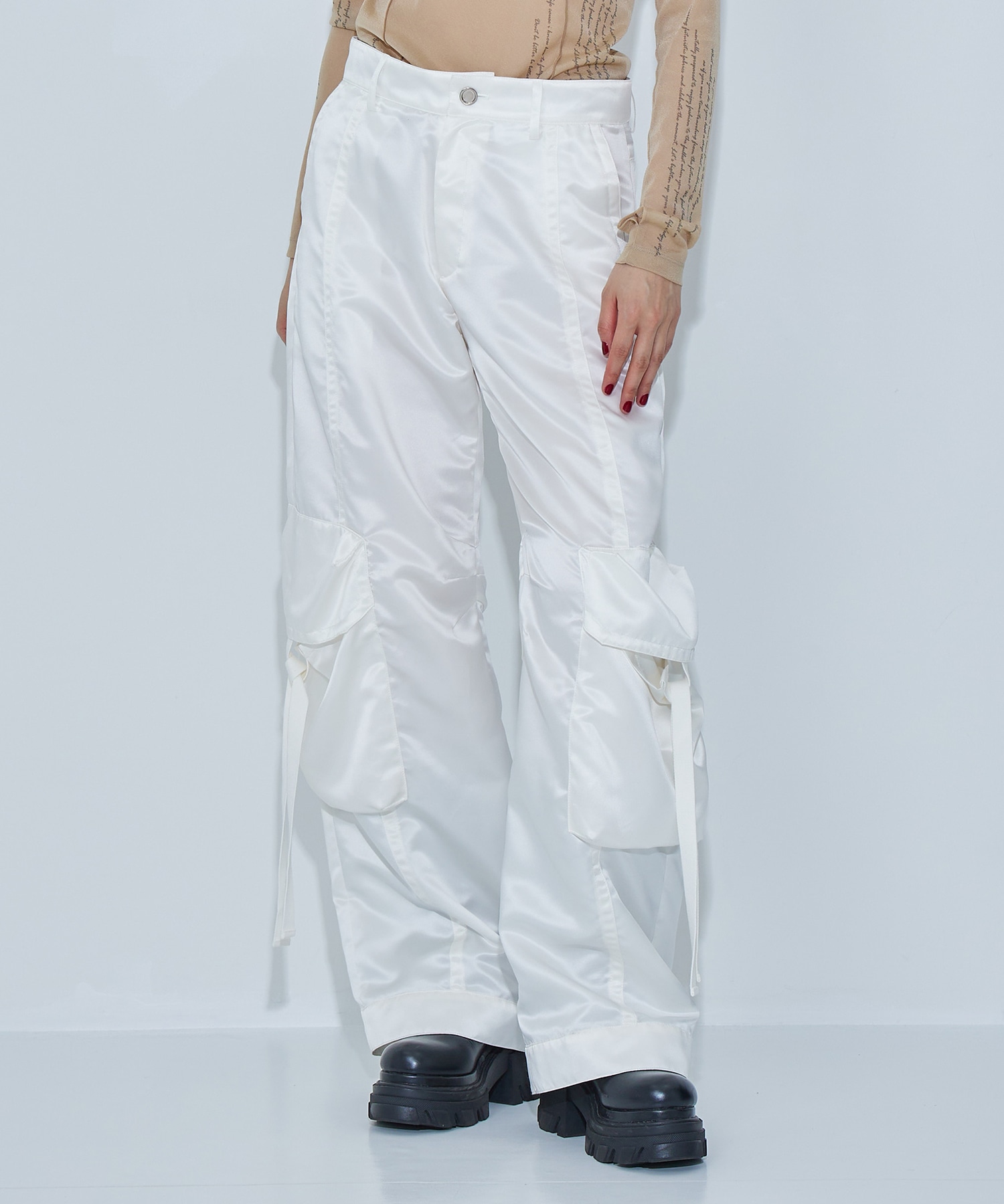 Satin Cargo Pants