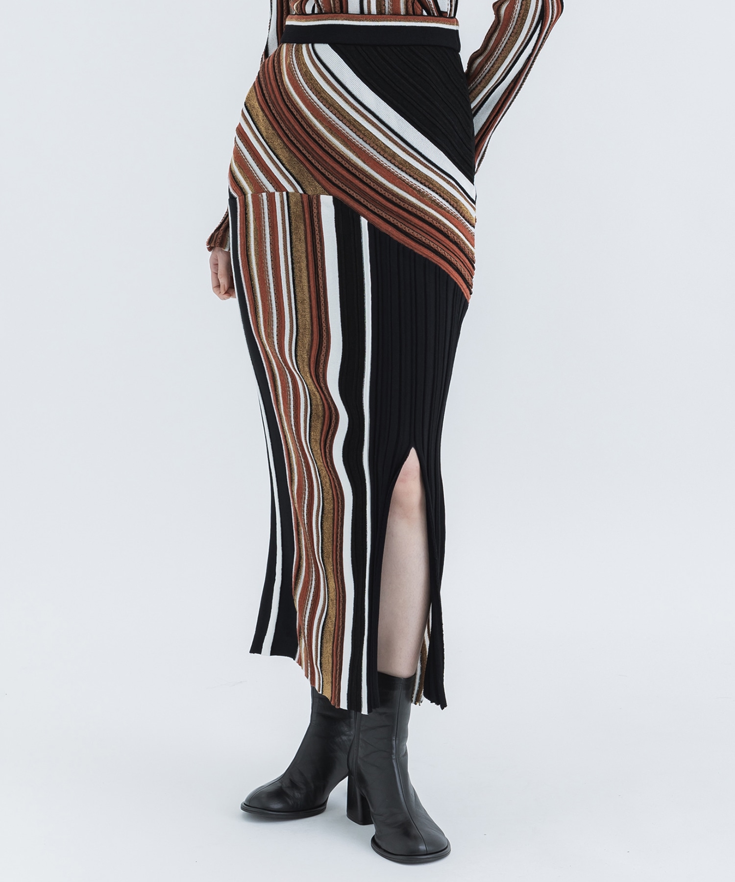 Stripe Jacquard Knitted Skirt