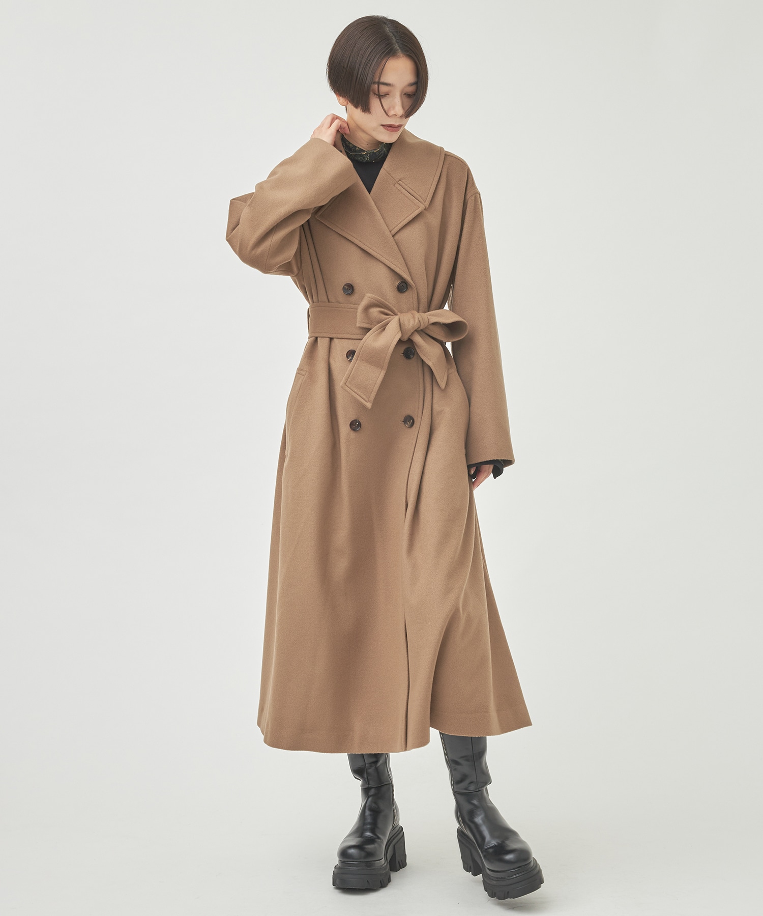 EX.インパーテットウールコート(1 BEIGE): Dessin de mode: WOMENS