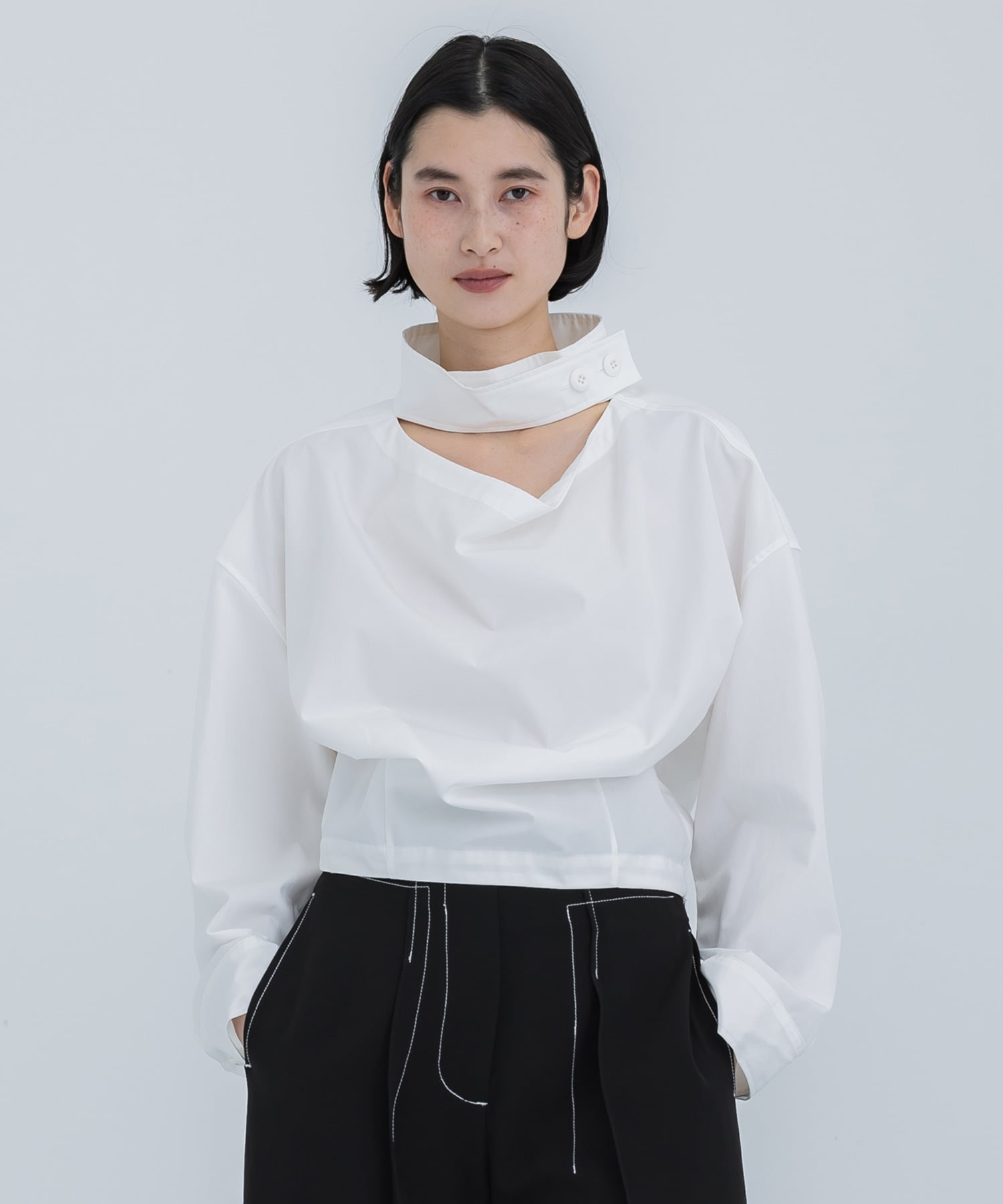 Stand Pullover Blouse(FREE WHITE): IIROT: WOMENS 