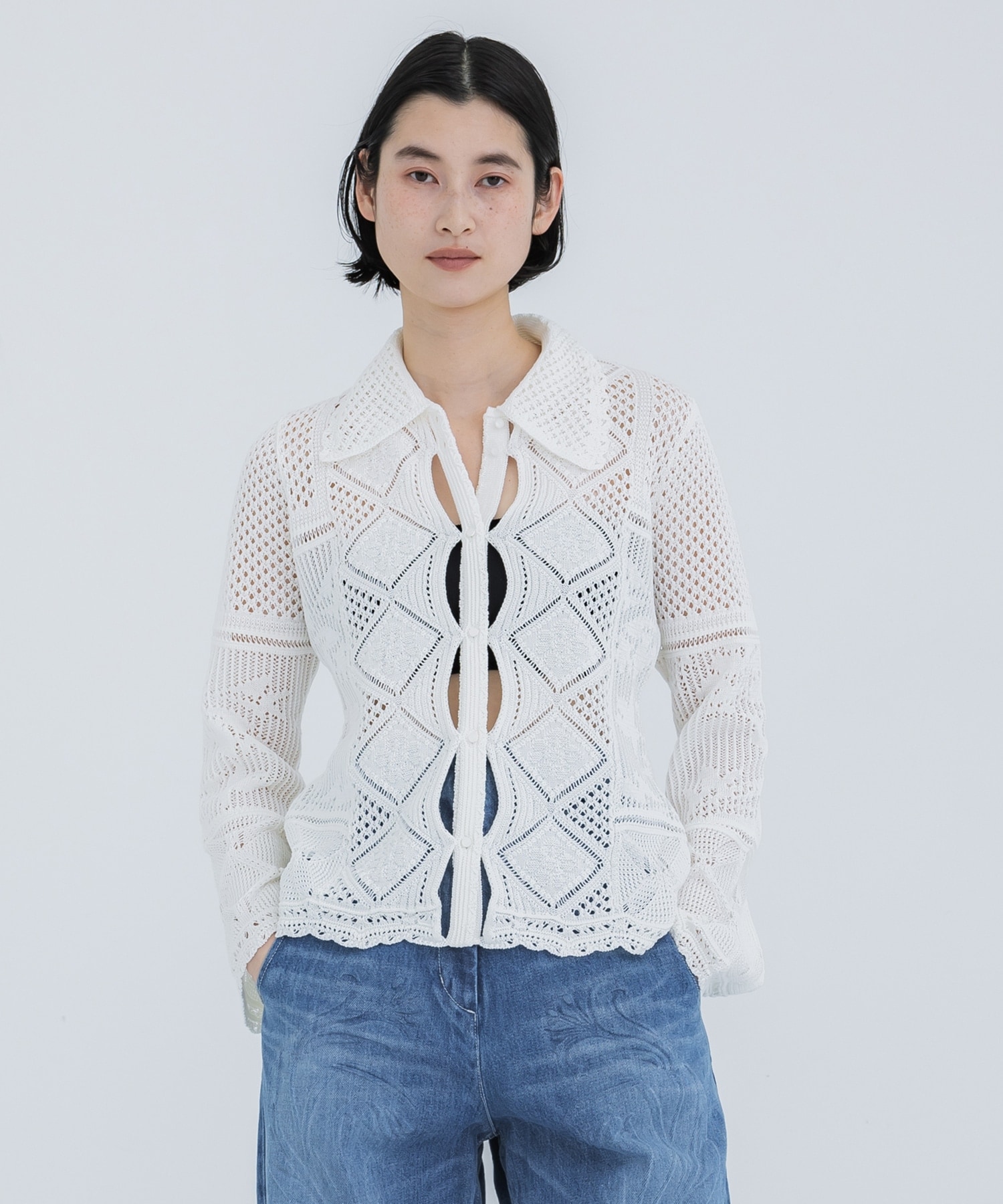 Cotton Lace Knitted Cardigan
