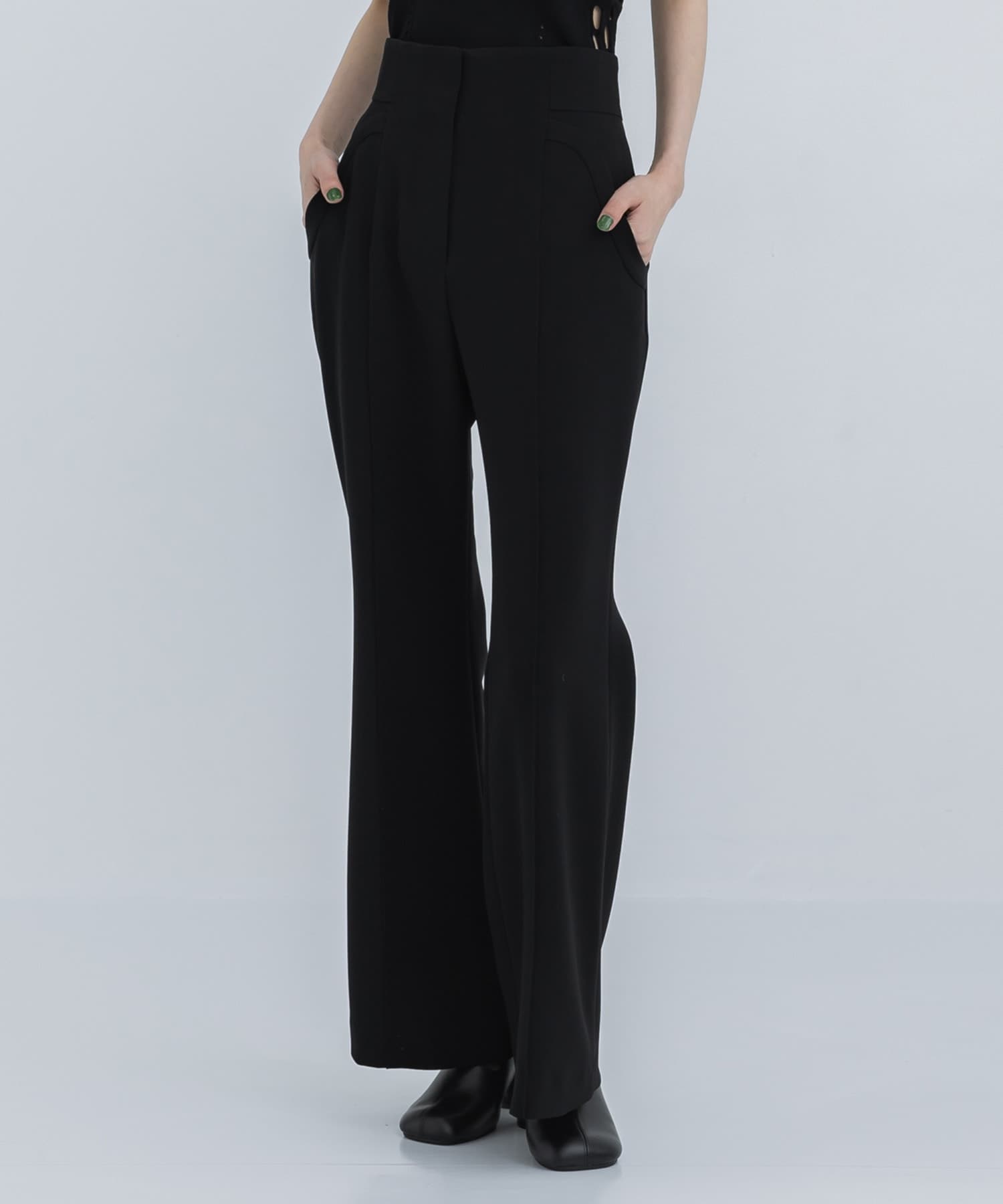 Triacetate Polyester Flared Trousers