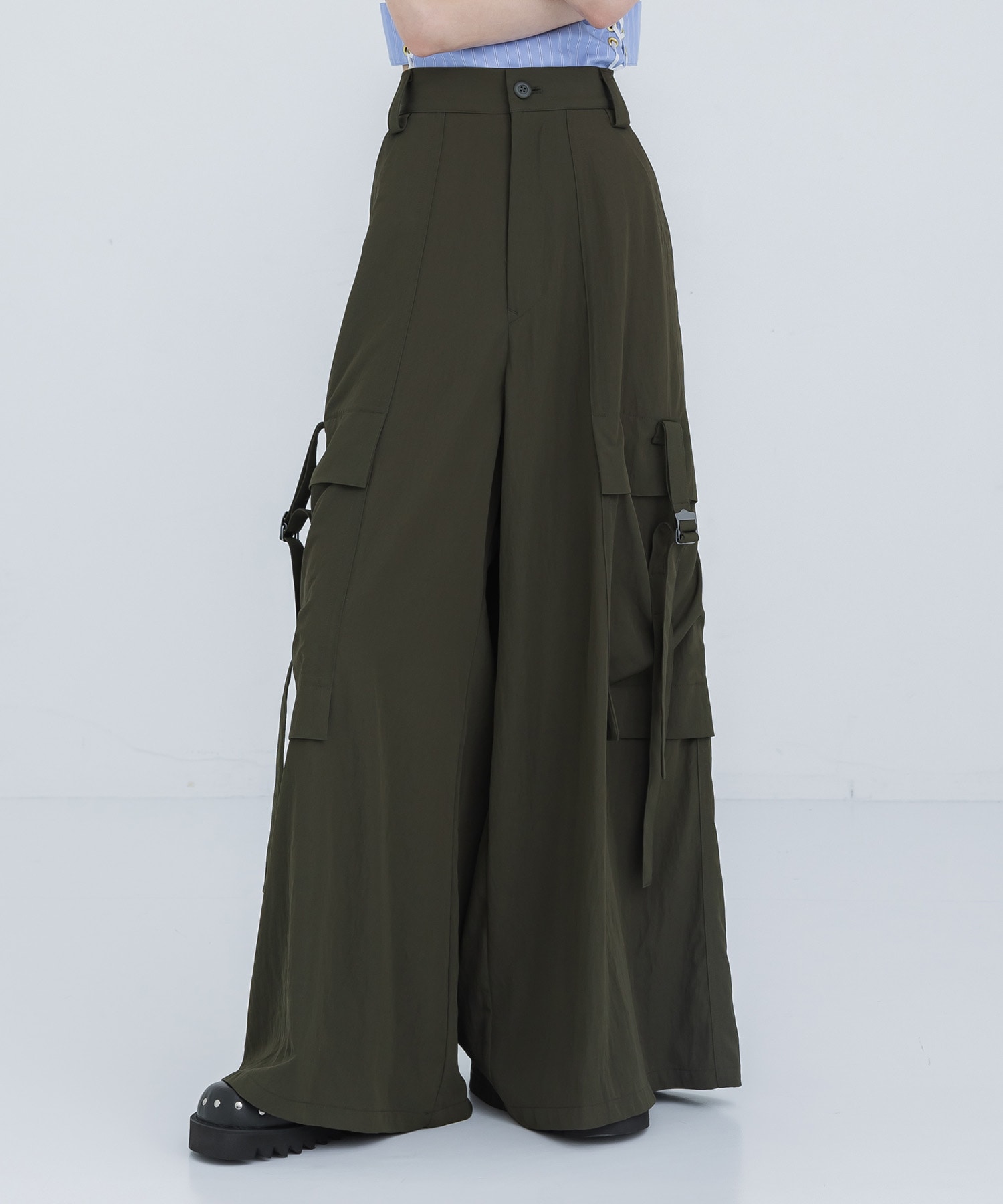 Wide Flare Cargo Pants