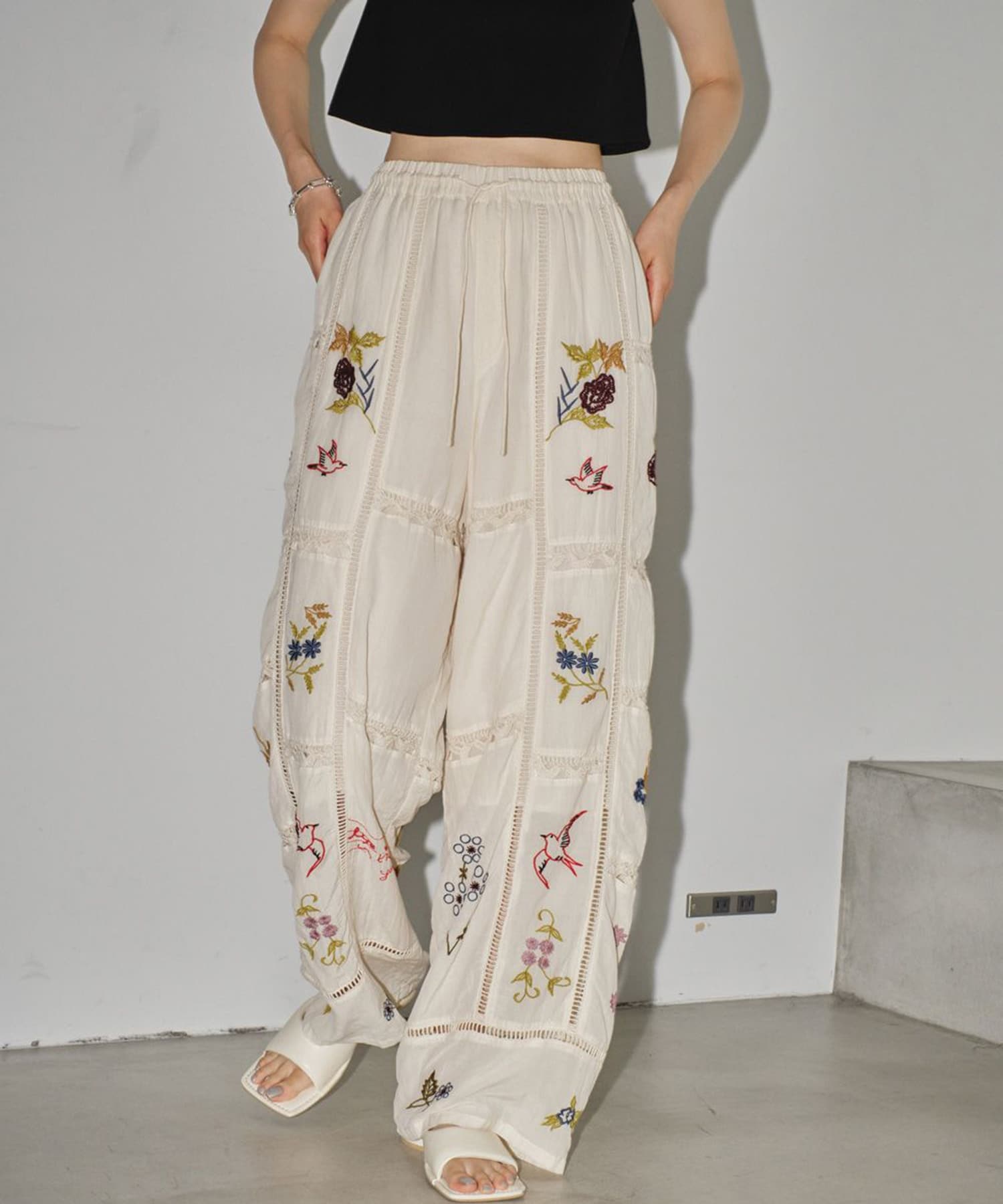 Embroidery Patchwork Trousers
