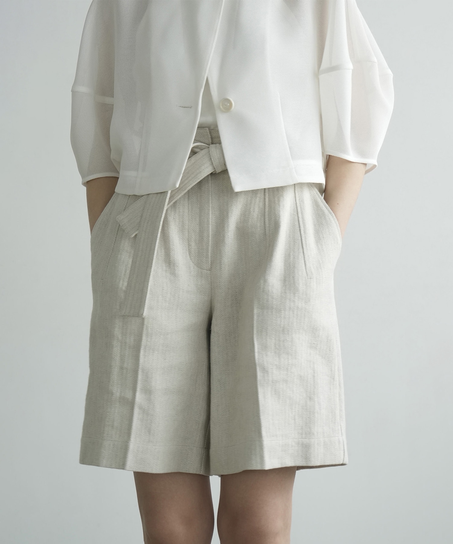 STITCH BELT HALF PANTS