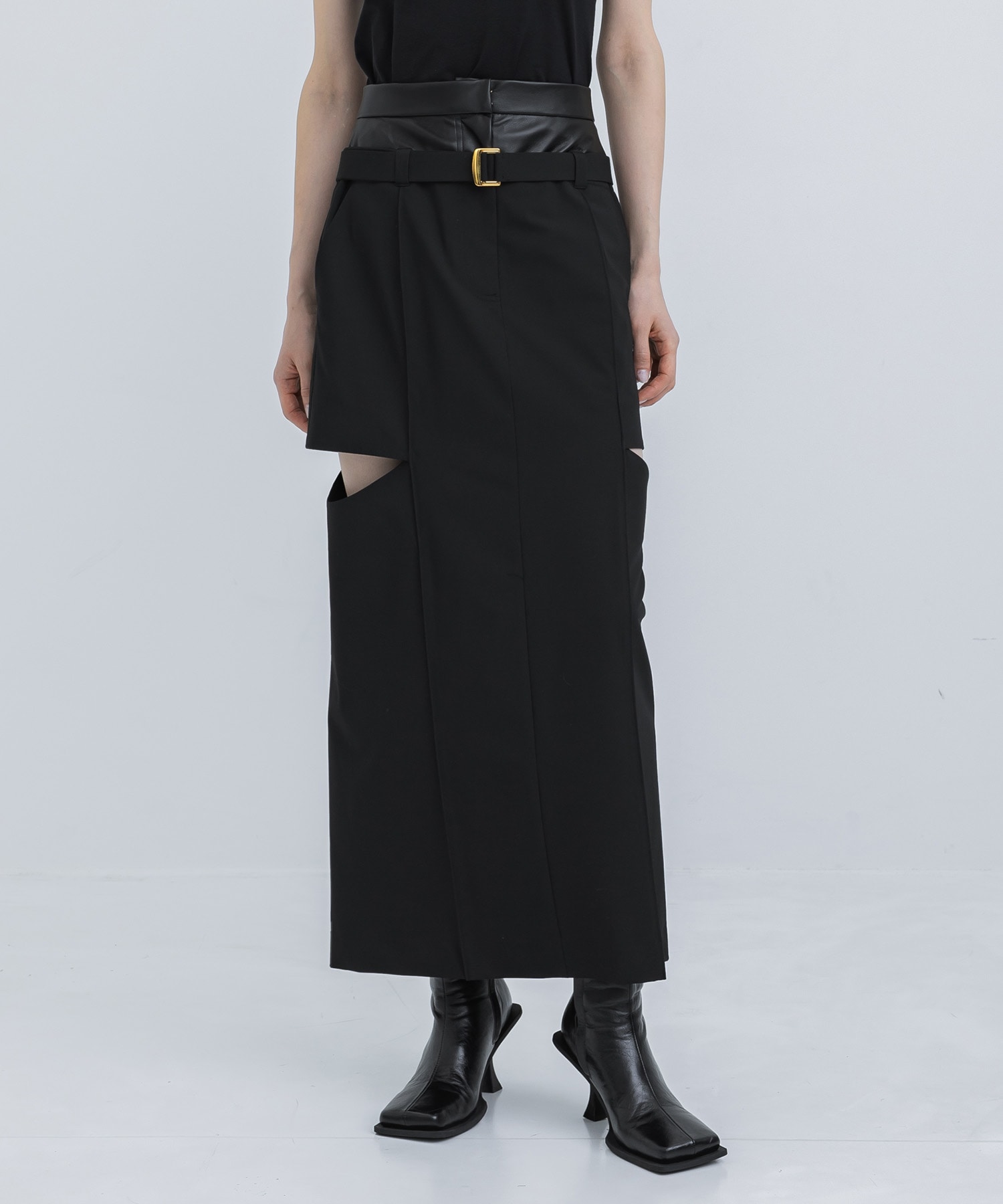 別注T/R LAYERED NOTCH TIGHT LONG SKIRT