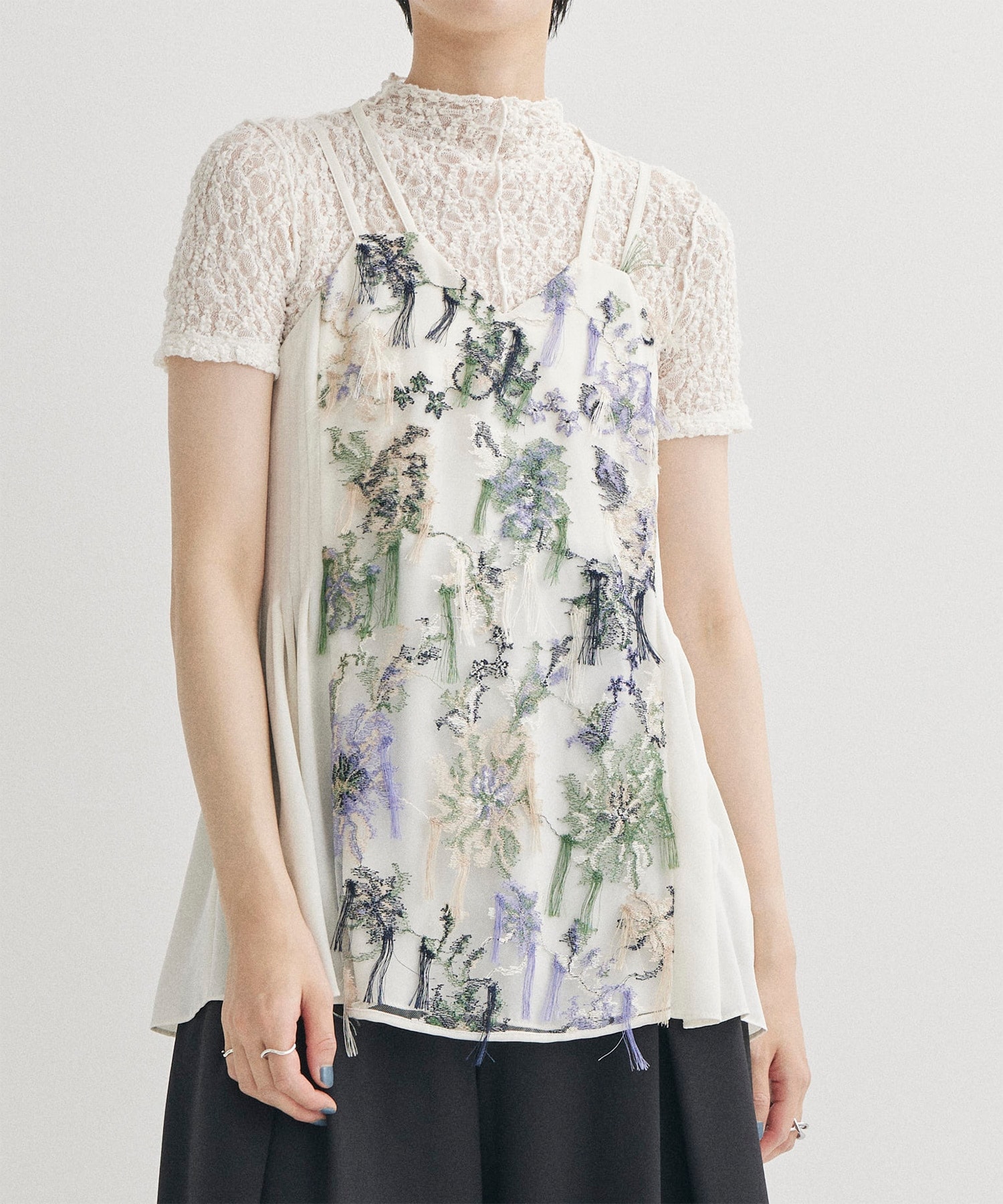 Floating flower lace camisole top