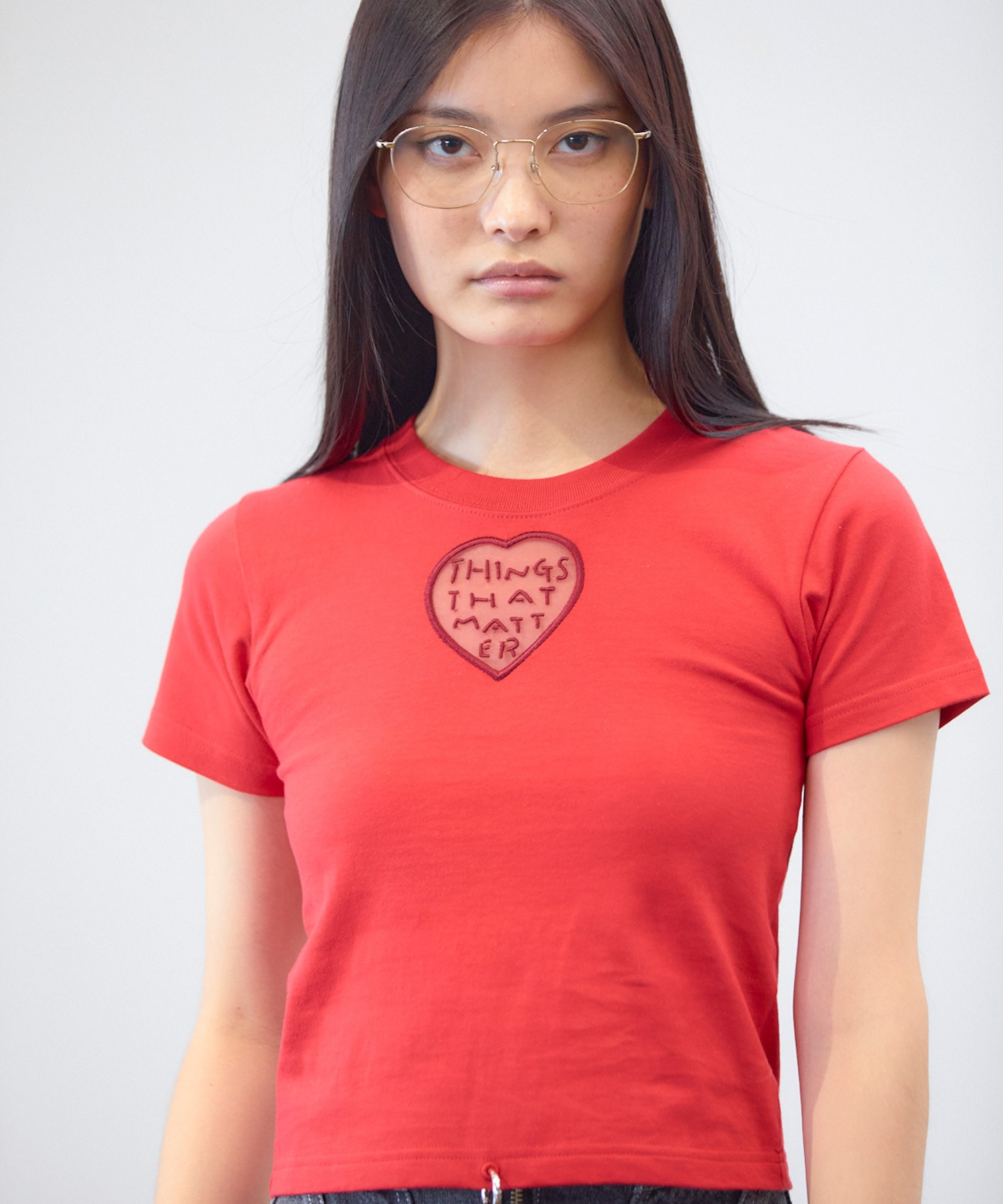 TONDABAYASHI RAN × HEART CROPPED T-SHIRT