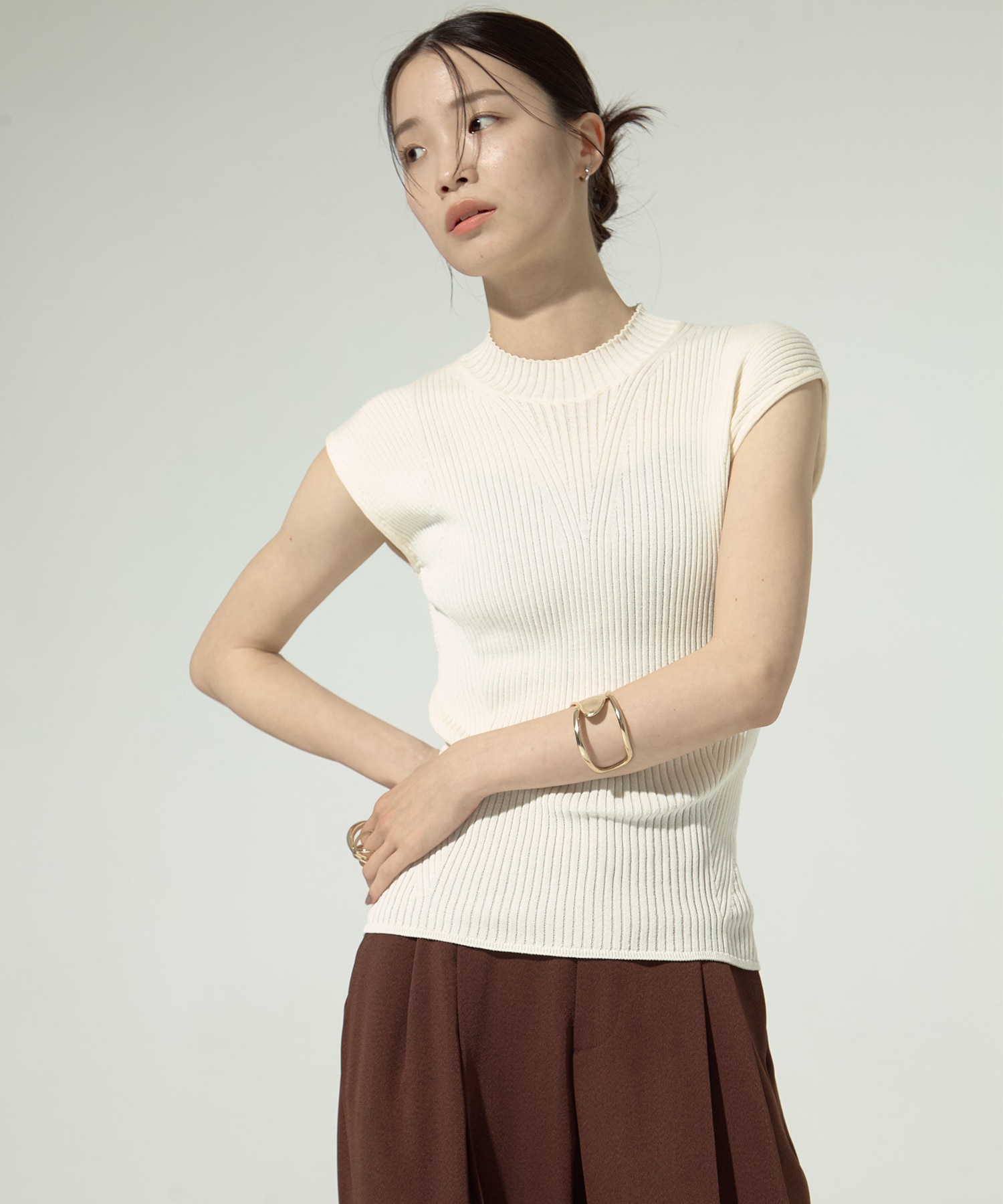 Sleeveless Rib Knit Top