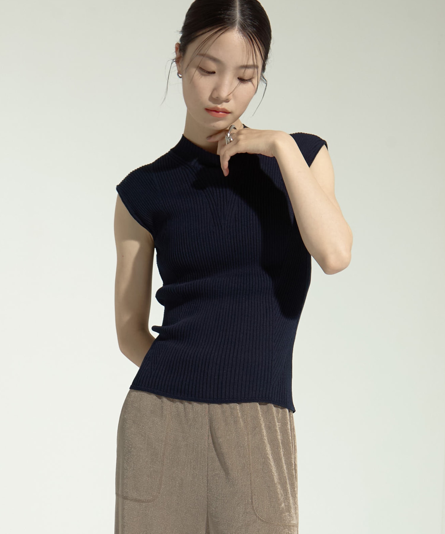 Sleeveless Rib Knit Top