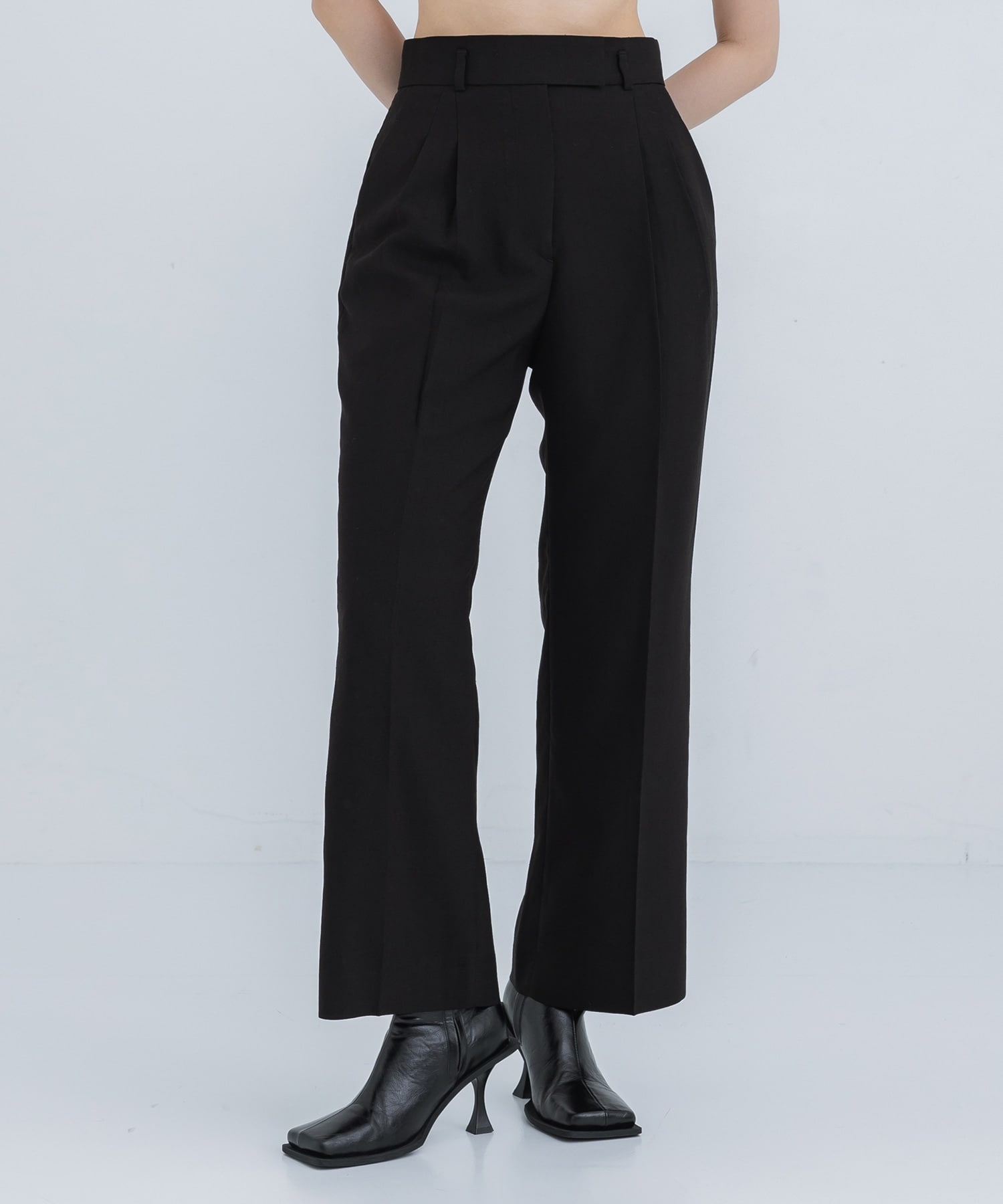 Linen Touch Triacetate Cropped Trousers
