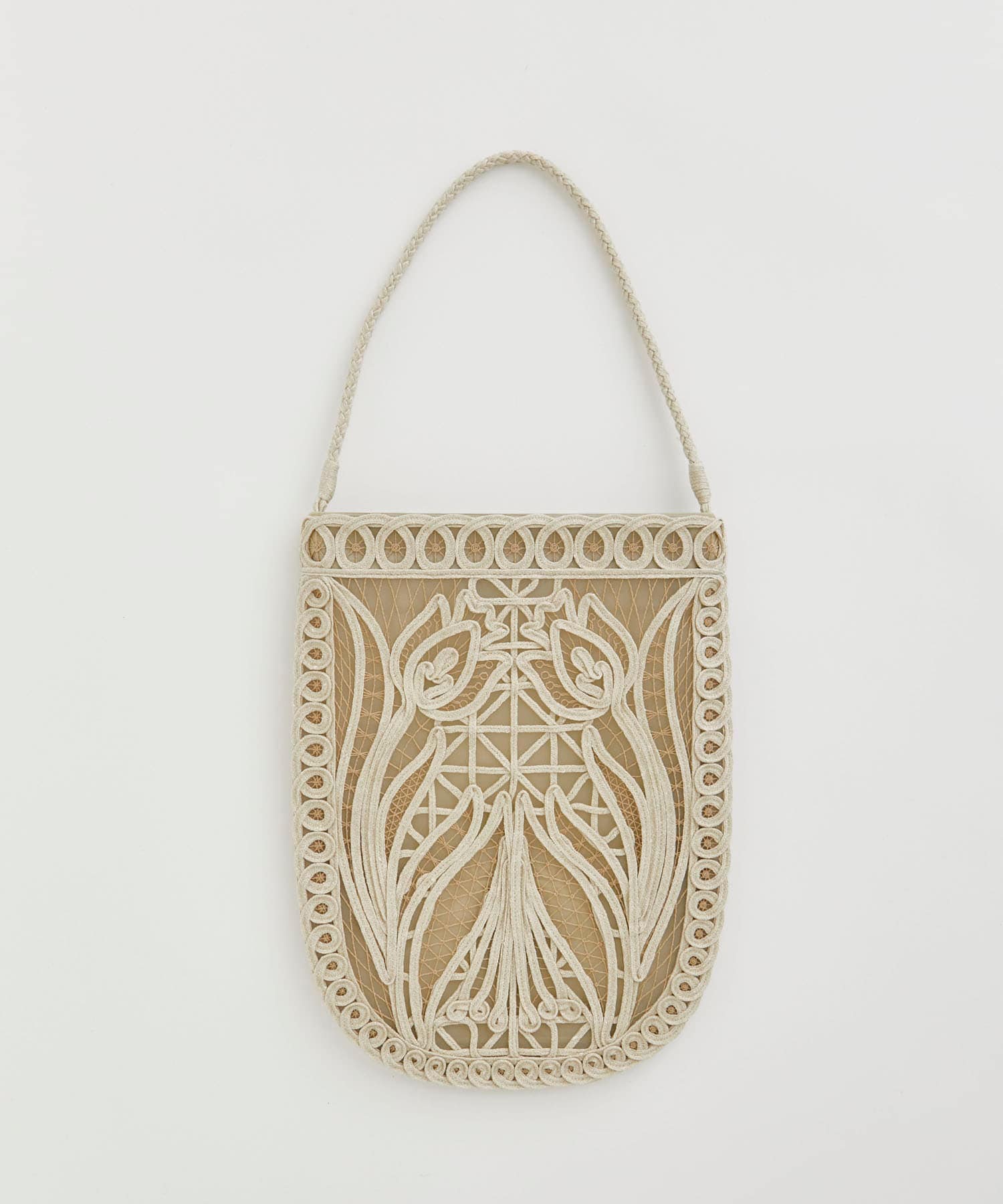 Cording Embroidery Round Tote Bag