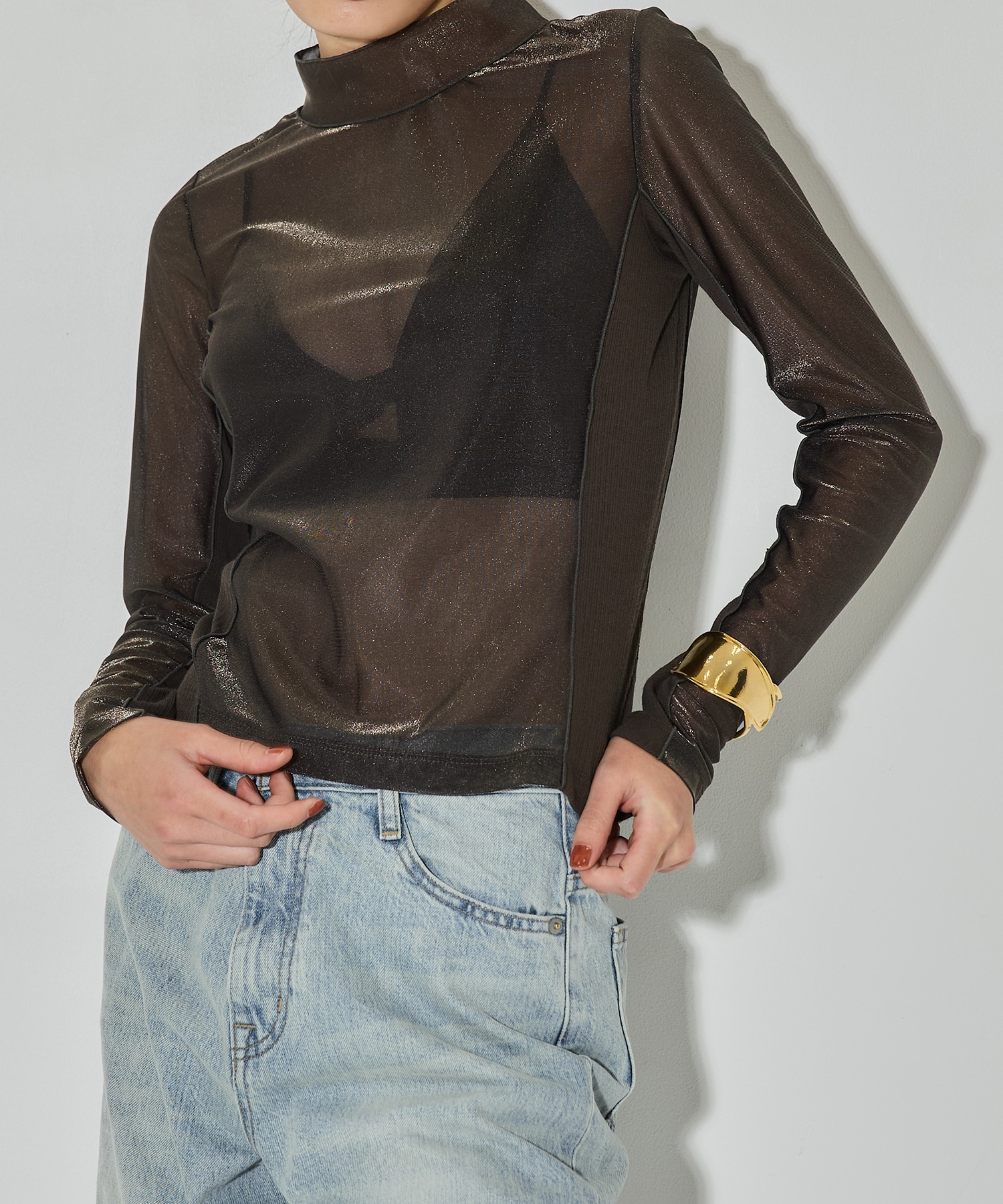 Rib Paneled Sheer Top