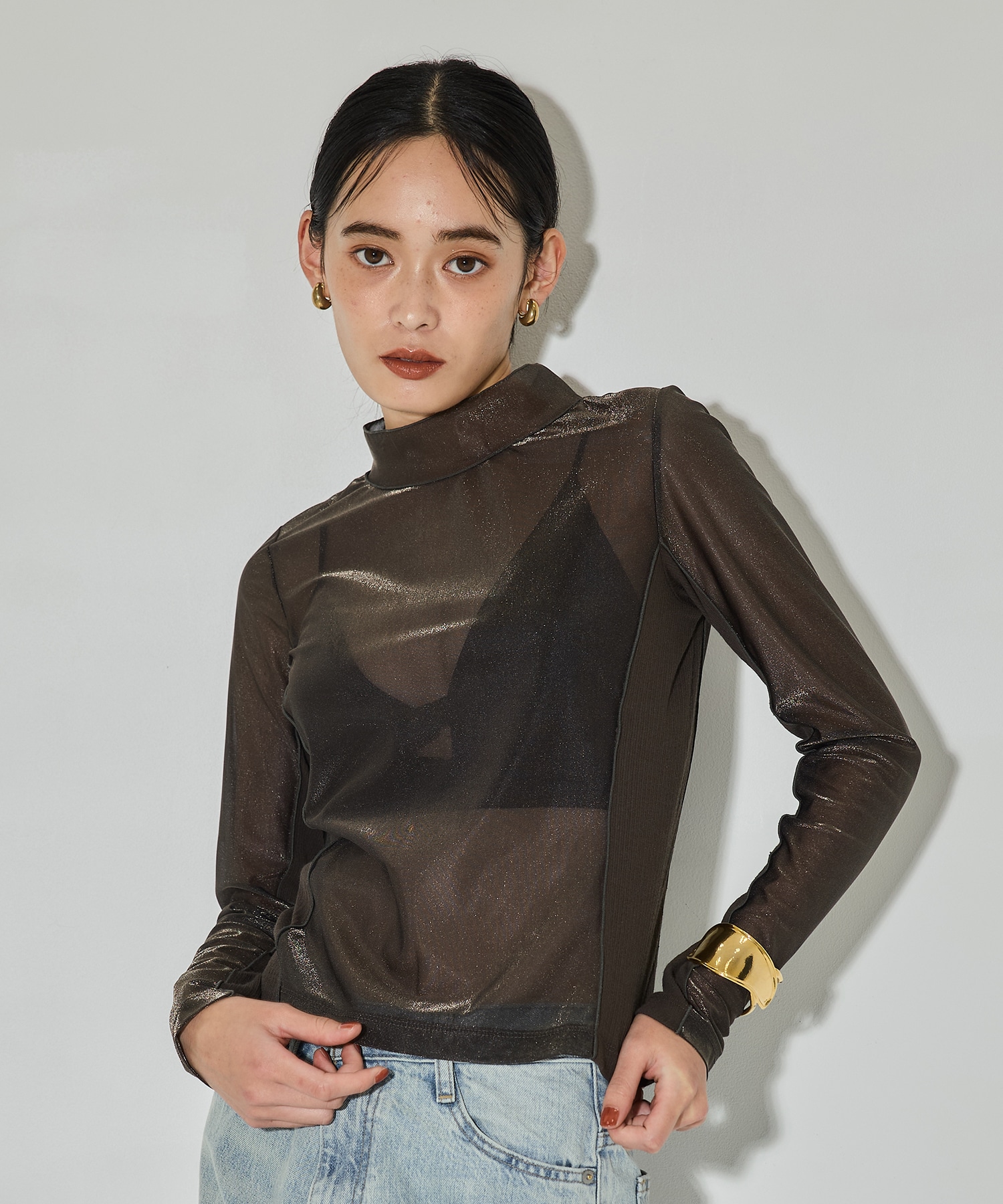 Rib Paneled Sheer Top