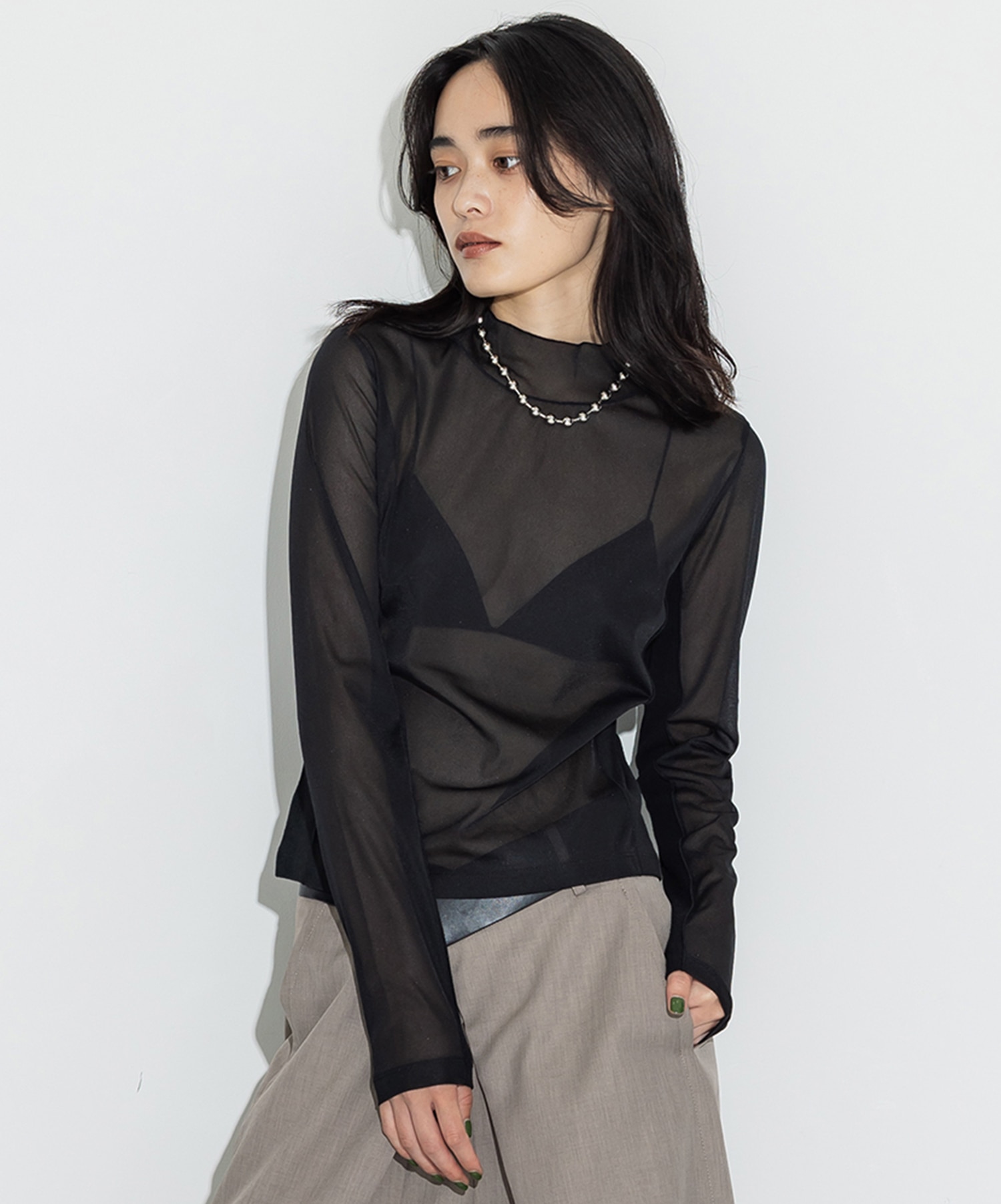 Rib Paneled Sheer Top