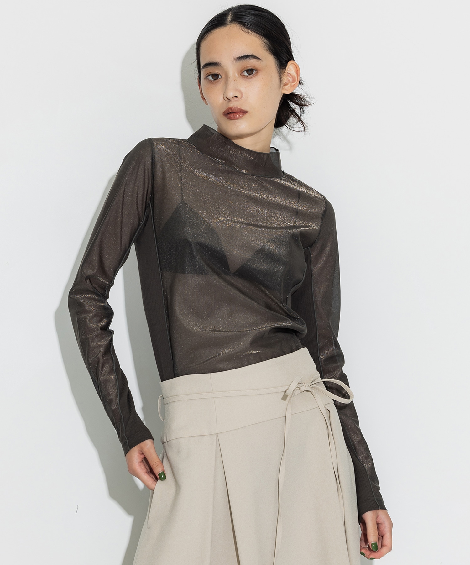 Rib Paneled Sheer Top