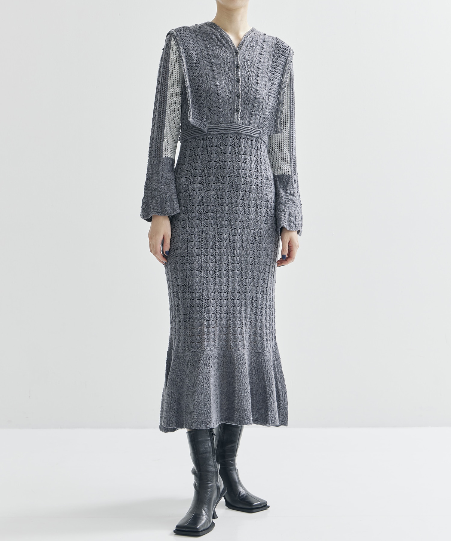 Openwork Pattern Knitted Dress