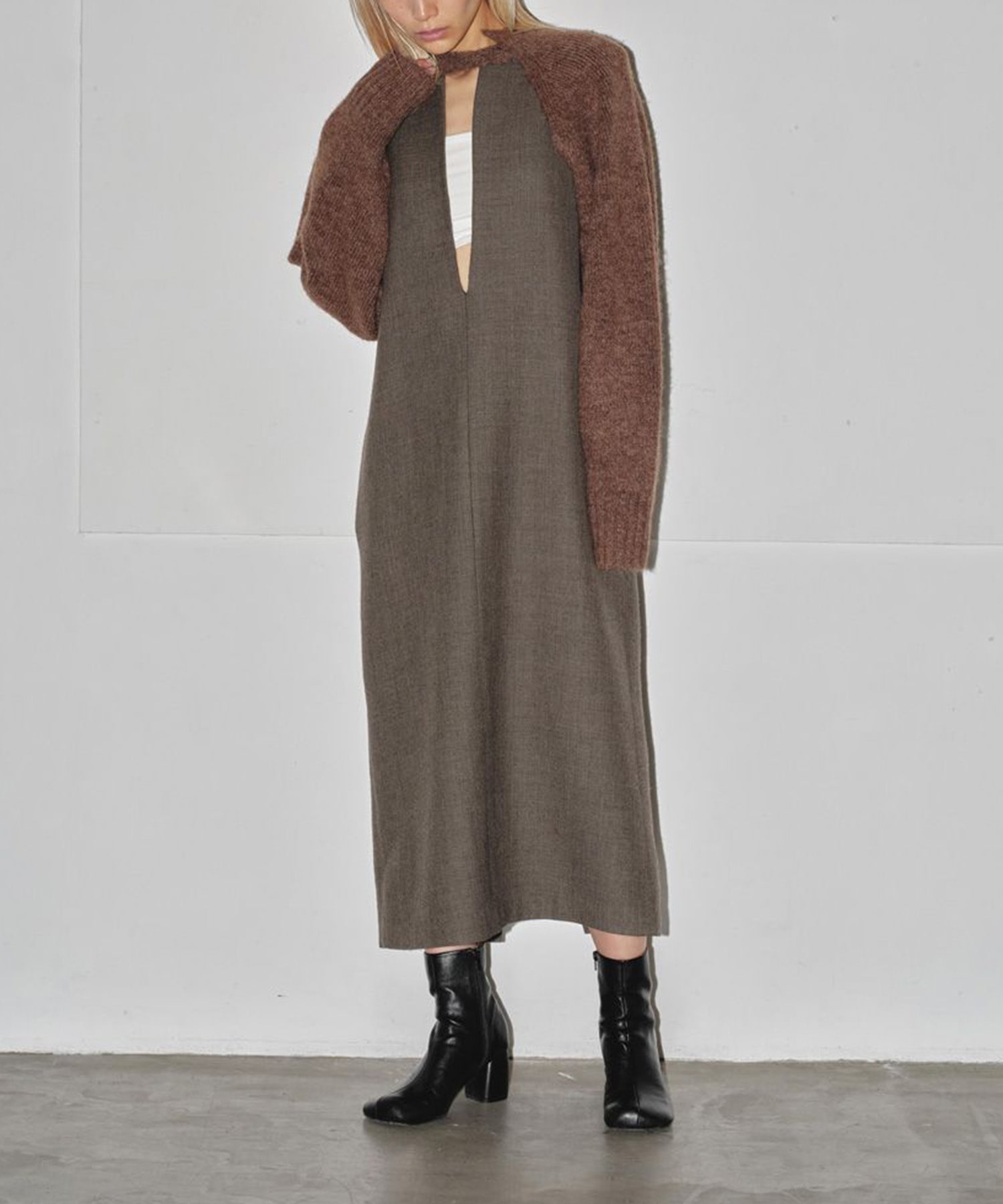 Doubleface Wool Keyneck Dress