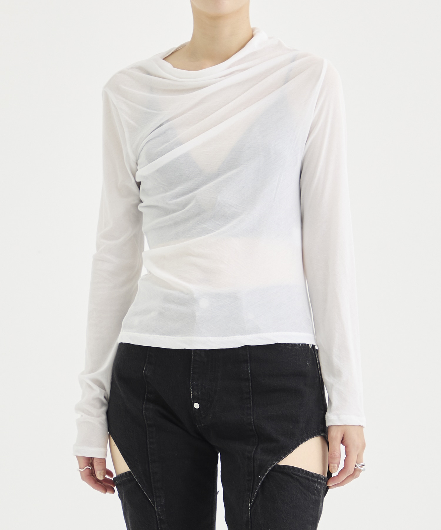 Sheer asymmetry Tops