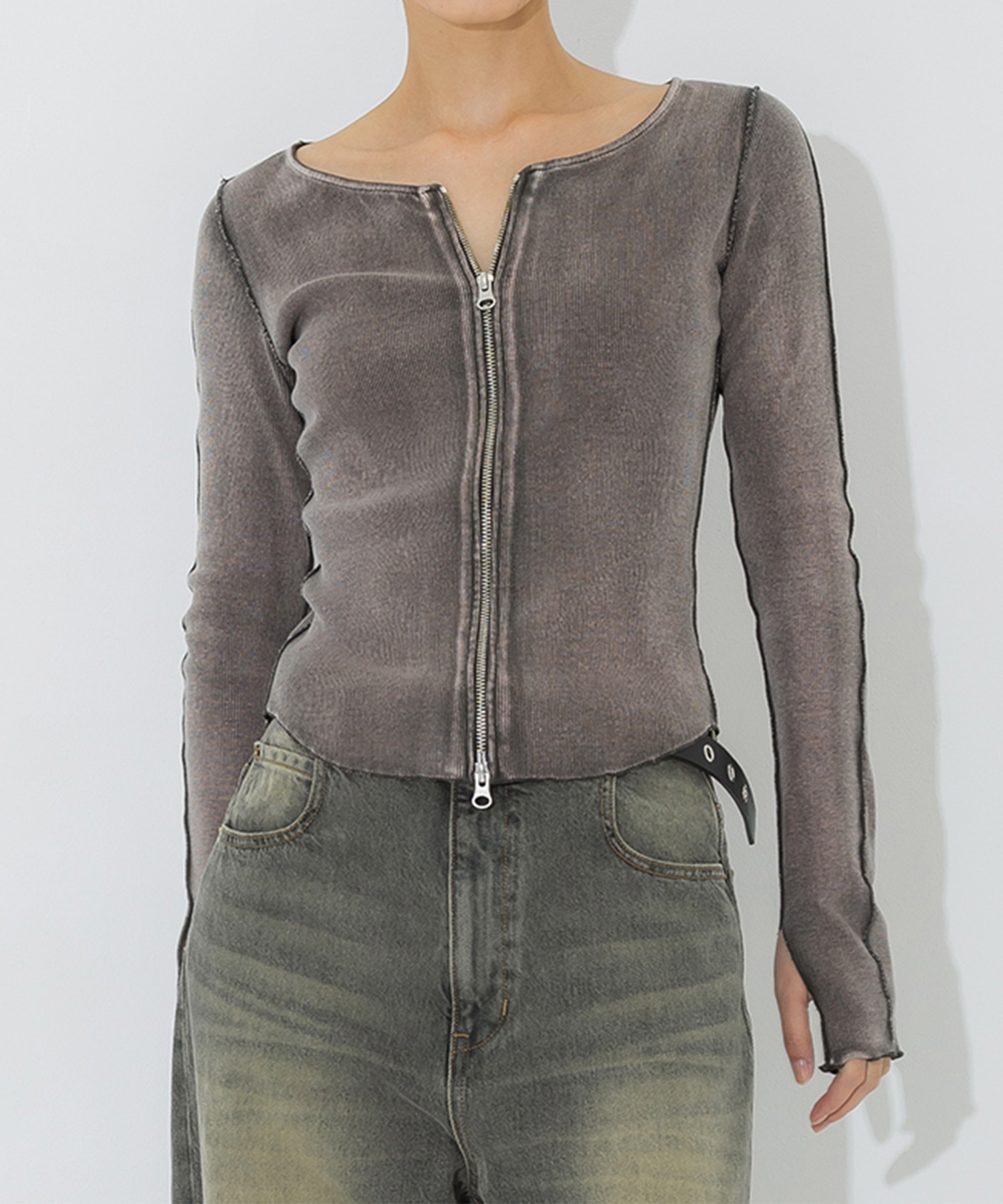 Zip Up Rib Top