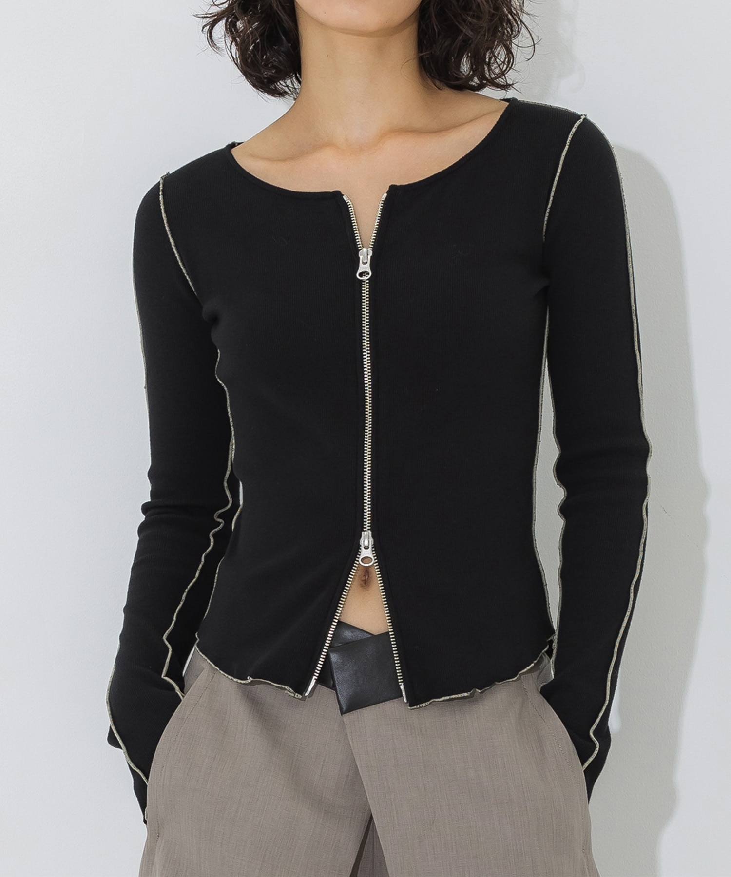 Zip Up Rib Top