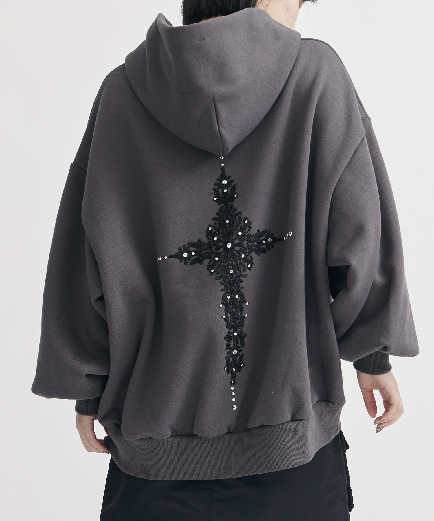 damask cross embroidery hoodie